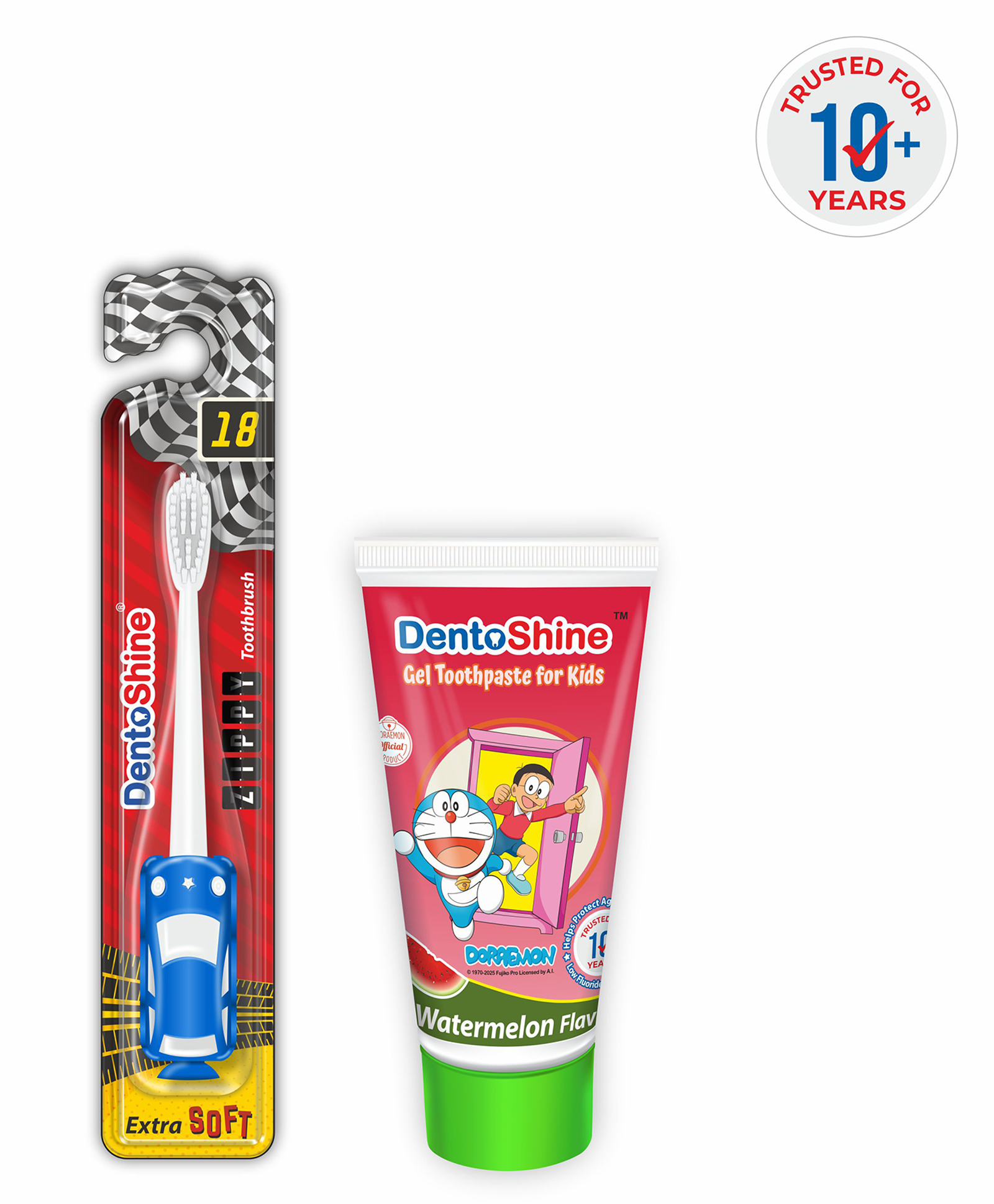 DentoShine Doraemon Watermelon Flavoured Gel Toothpaste - 80 gm and DentoShine Zippy Extra Soft Toothbrush - Blue-picture-24