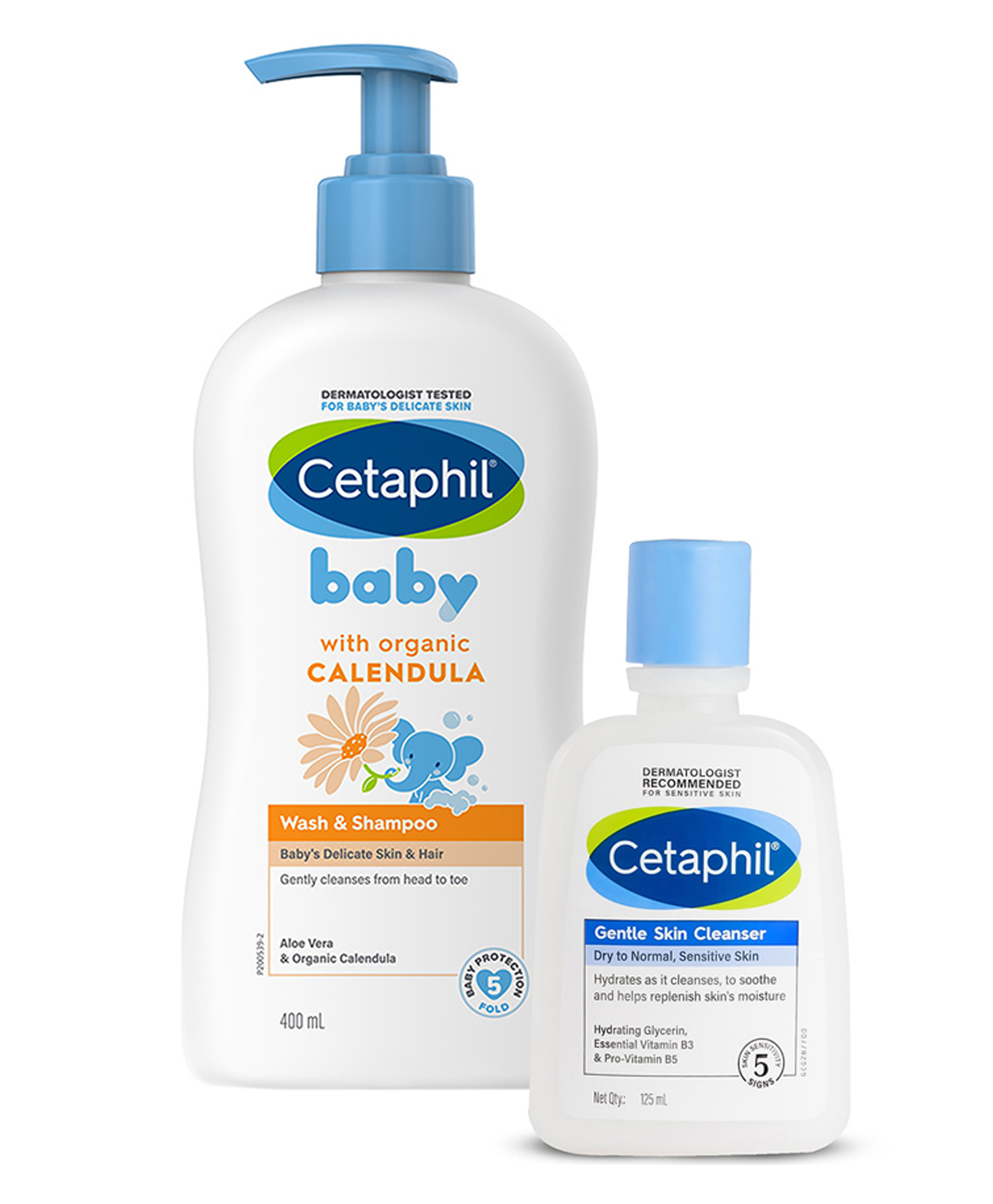 Cetaphil Baby Wash & Shampoo 400 ml and Gentle Skin Cleanser 125 ml for Women