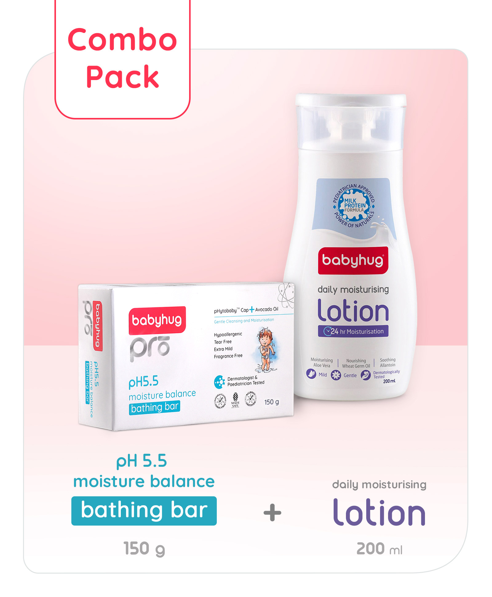 Babyhug Pro pH 55 Moisture Balance Bathing Bar - 150 gm & Babyhug Daily Moisturising Lotion - 200 ml-image-5