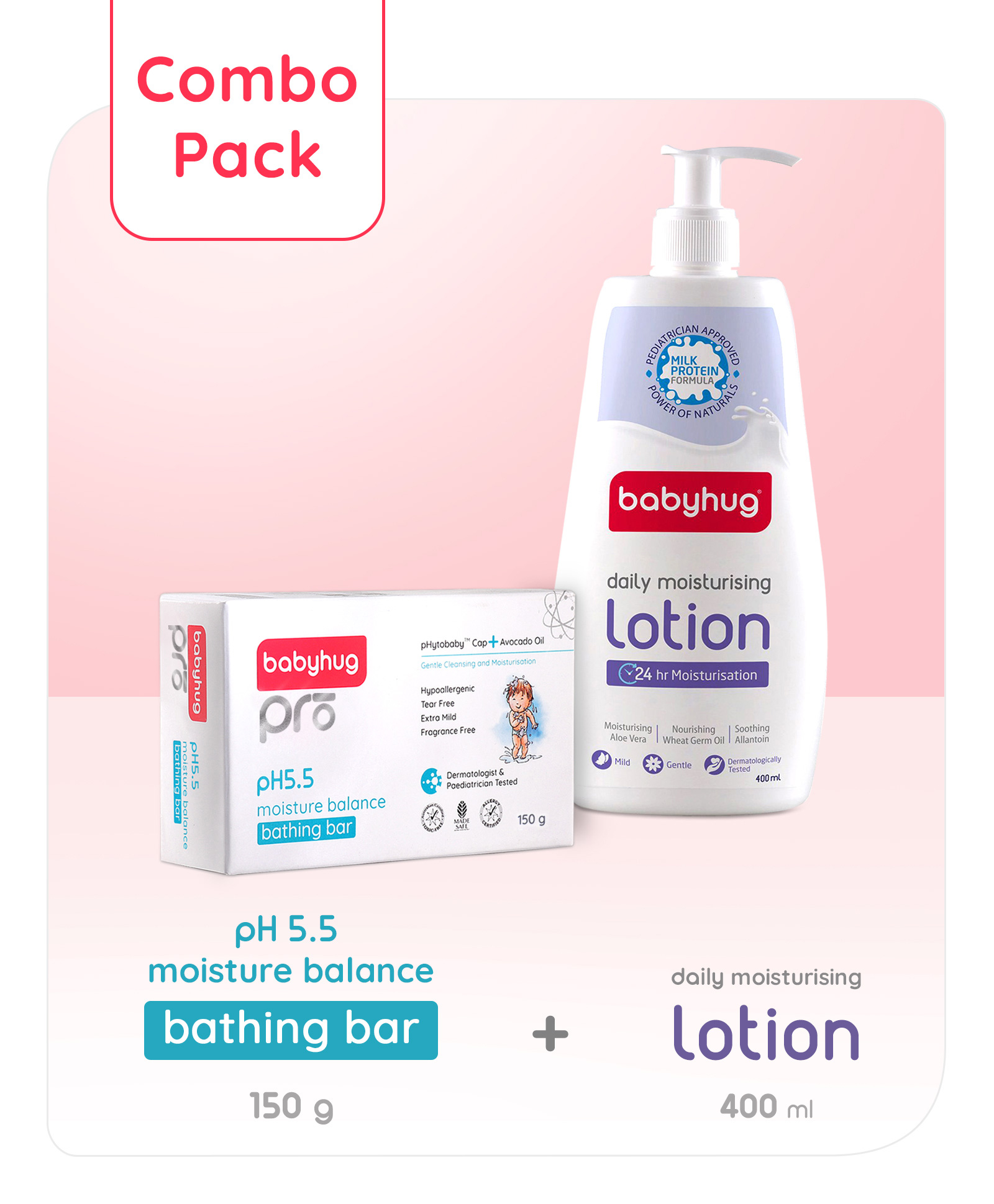 Babyhug Pro pH 55 Moisture Balance Bathing Bar - 150 gm & Babyhug Daily Moisturising Lotion - 400 ml-image-6