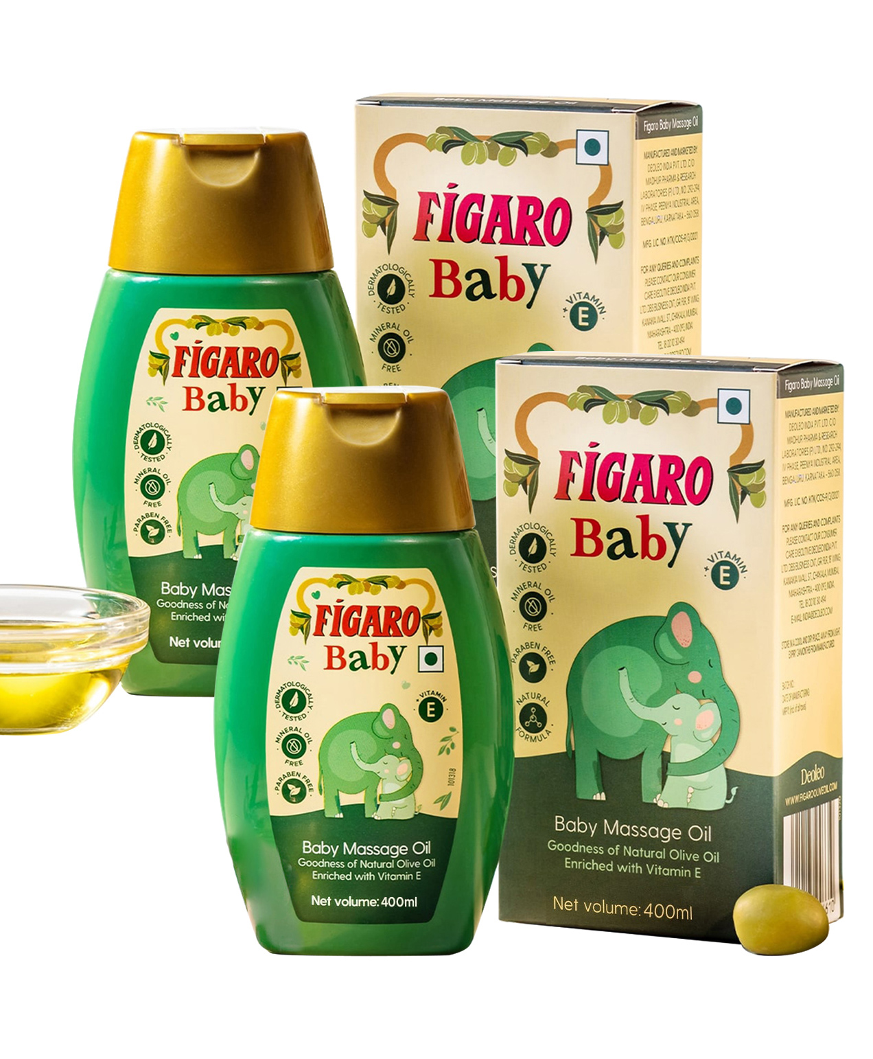 Figaro Baby Massage Oil - 400 ml (Pack of 2)