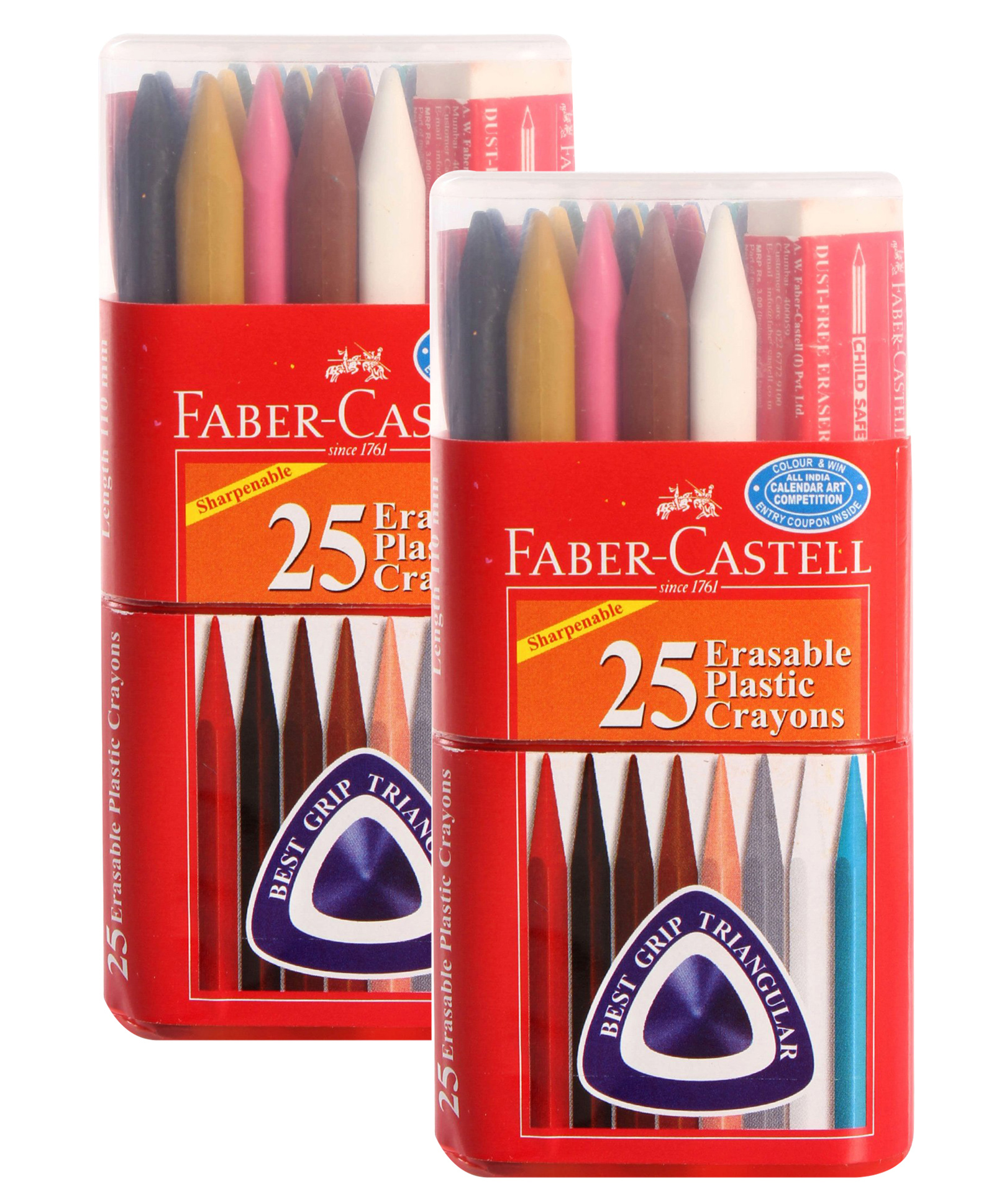 Buy Faber Castell 25 Erasable Plastic Crayons With Free Eraser Pack Of