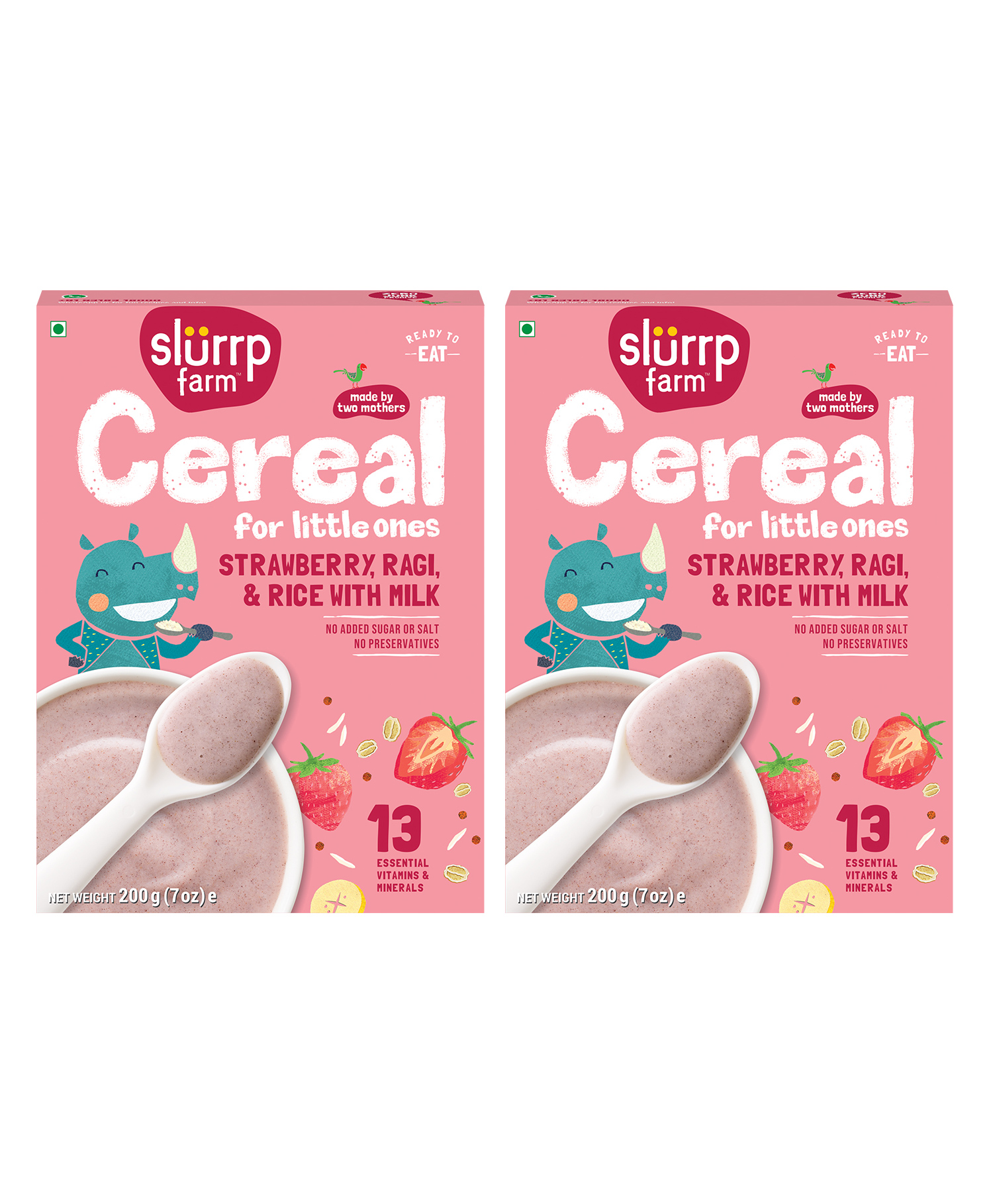 Slurrp Farm Strawberry Ragi & Rice With Milk Cereal - 200 gm (Pack of 2)-image-2