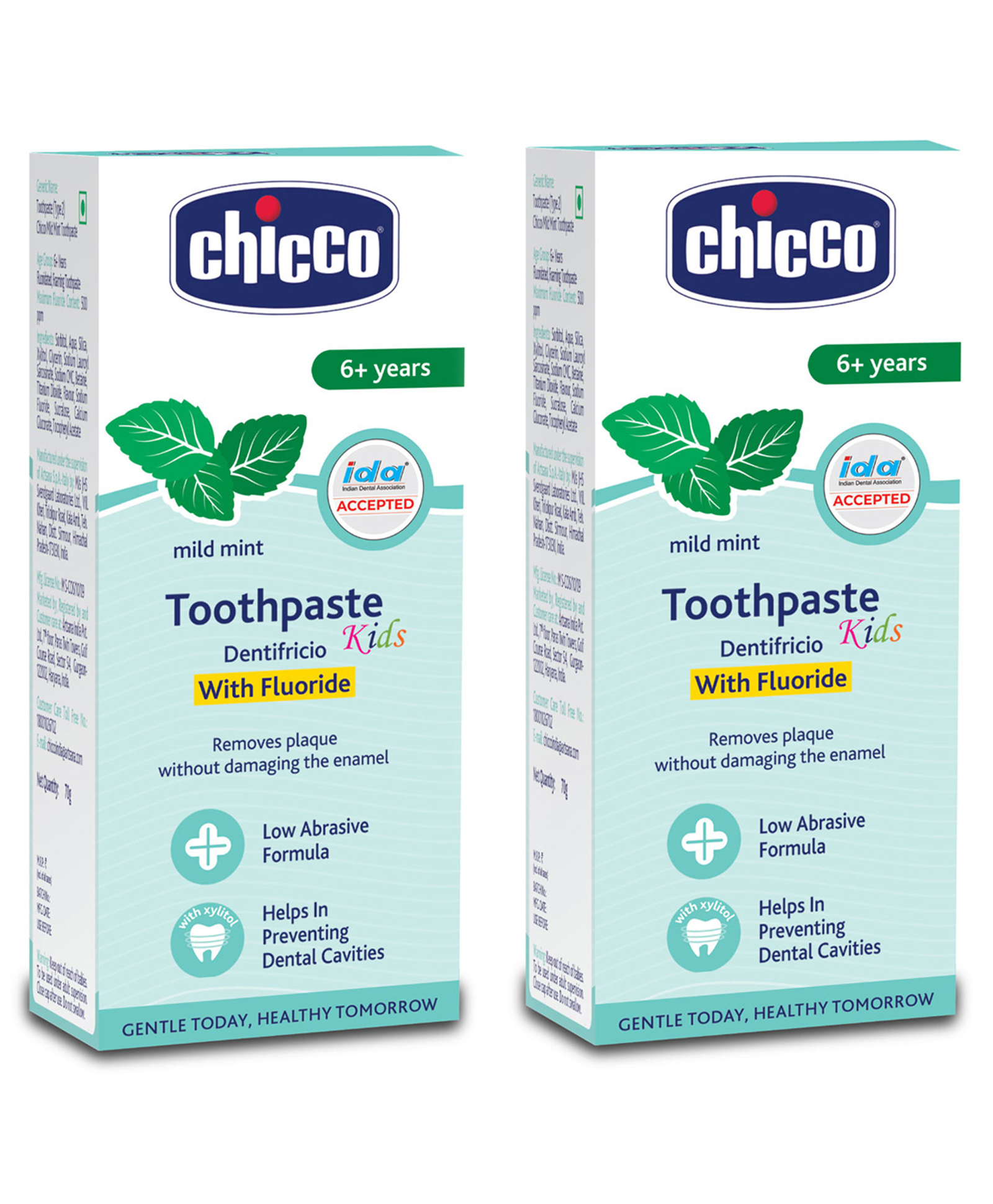 Chicco Dentifricio Toothpaste Mild Mint Flavour - 50 gm -Pack of 2