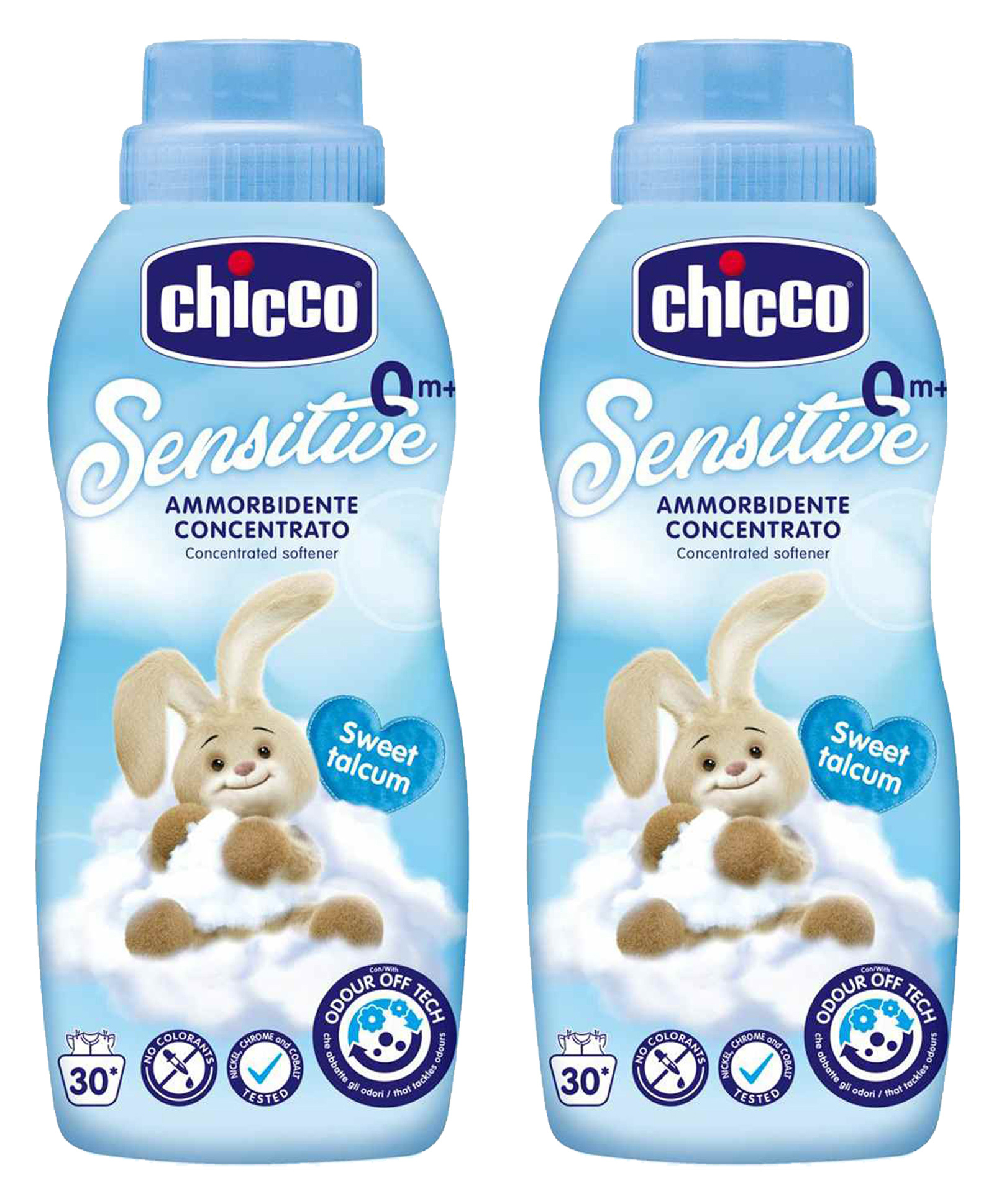 Chicco Concentrated Laundry Softener Sweet Talcum - 750 ml -Pack of 2