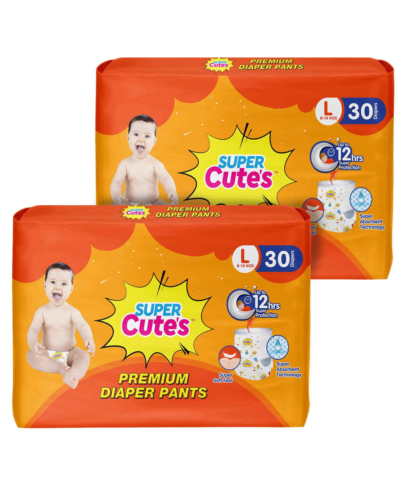 super cute Super Cute's Wonder Pullups Diaper Pants with Wetness Indicators (Large) - Super Soft and Rash Free Diapers - Pack of 30 - (Pack of 2) image 1