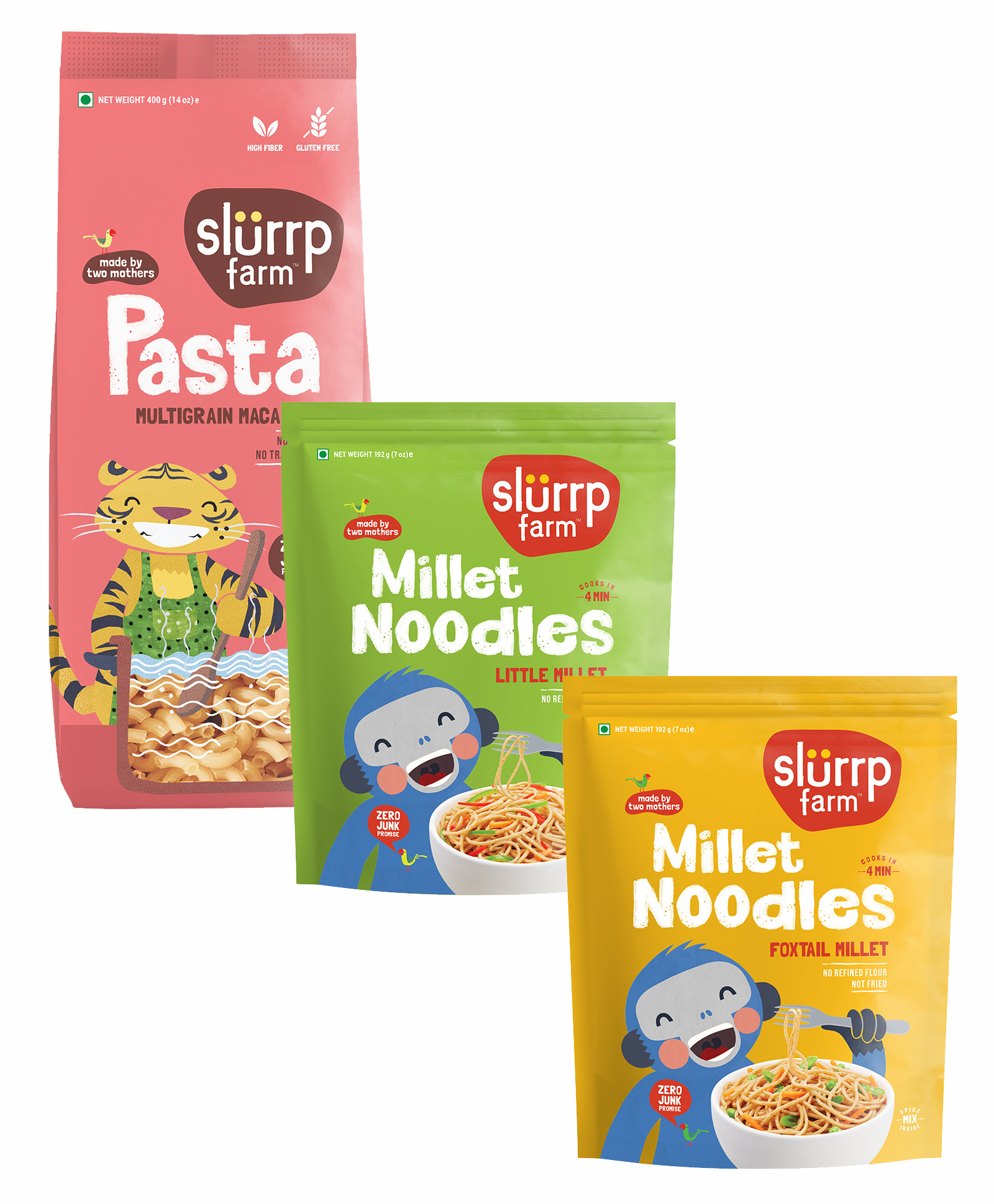Slurrp Farm Macaroni Pasta & Foxtail and Little Millet Noodles Pack of 2 - Combo Pack image 1