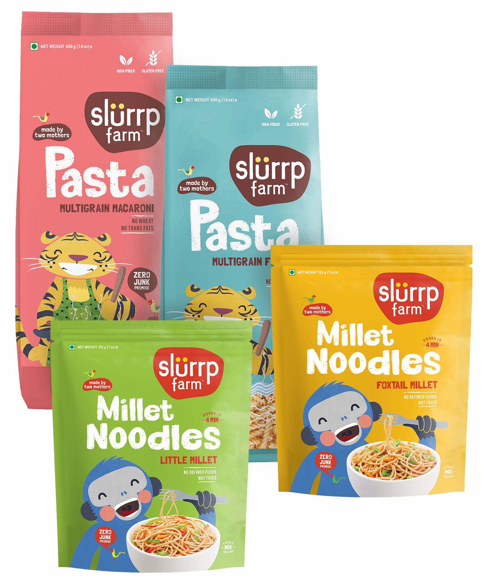 Slurrp Farm Fusilli & Macaroni Pasta & Foxtail and Little Millet Noodles - Combo Pack image 1