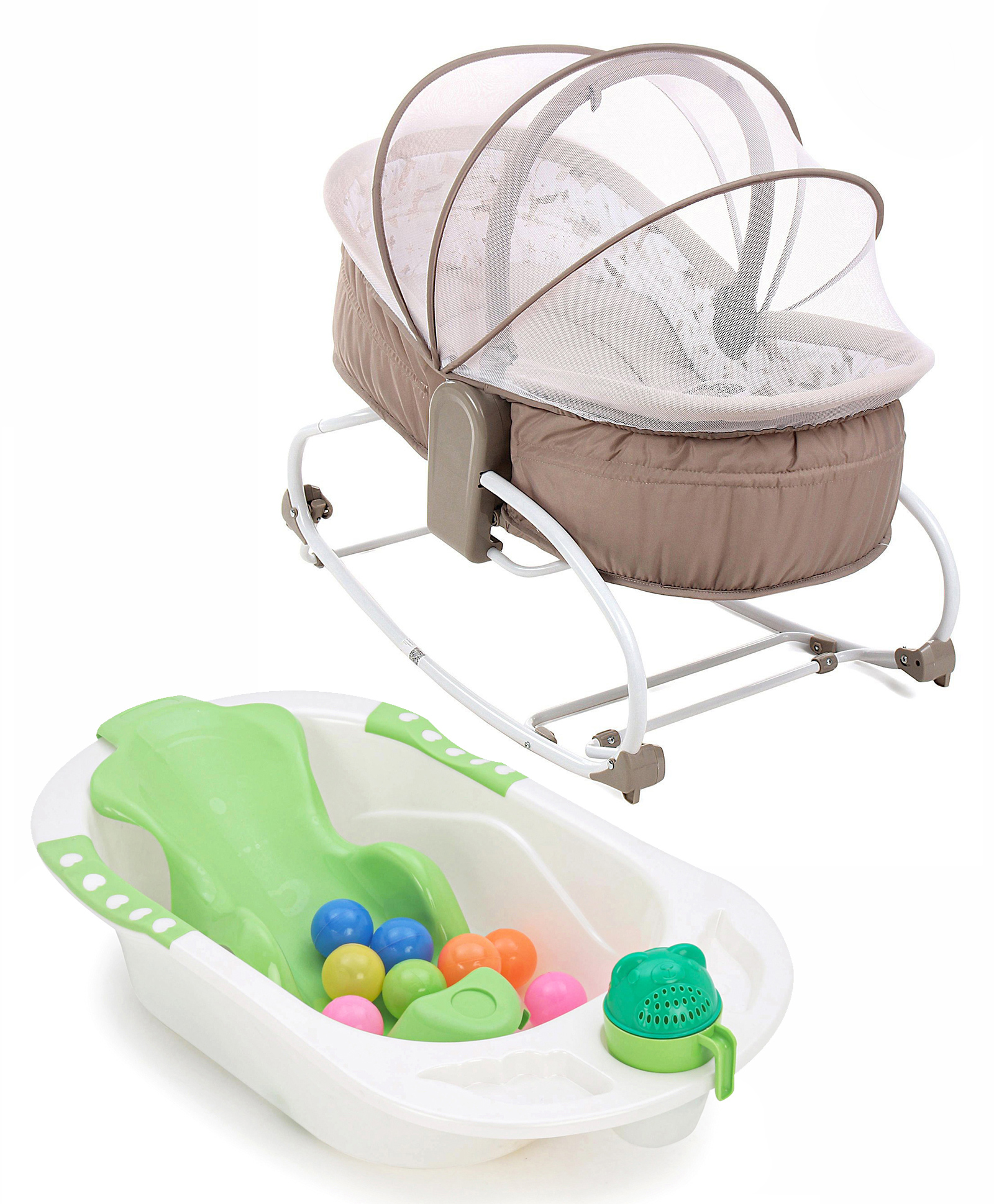 Buy Babyhug Opal 3 in 1 Cozy Rocker Sleeper With Mosquito Net- Beige ...