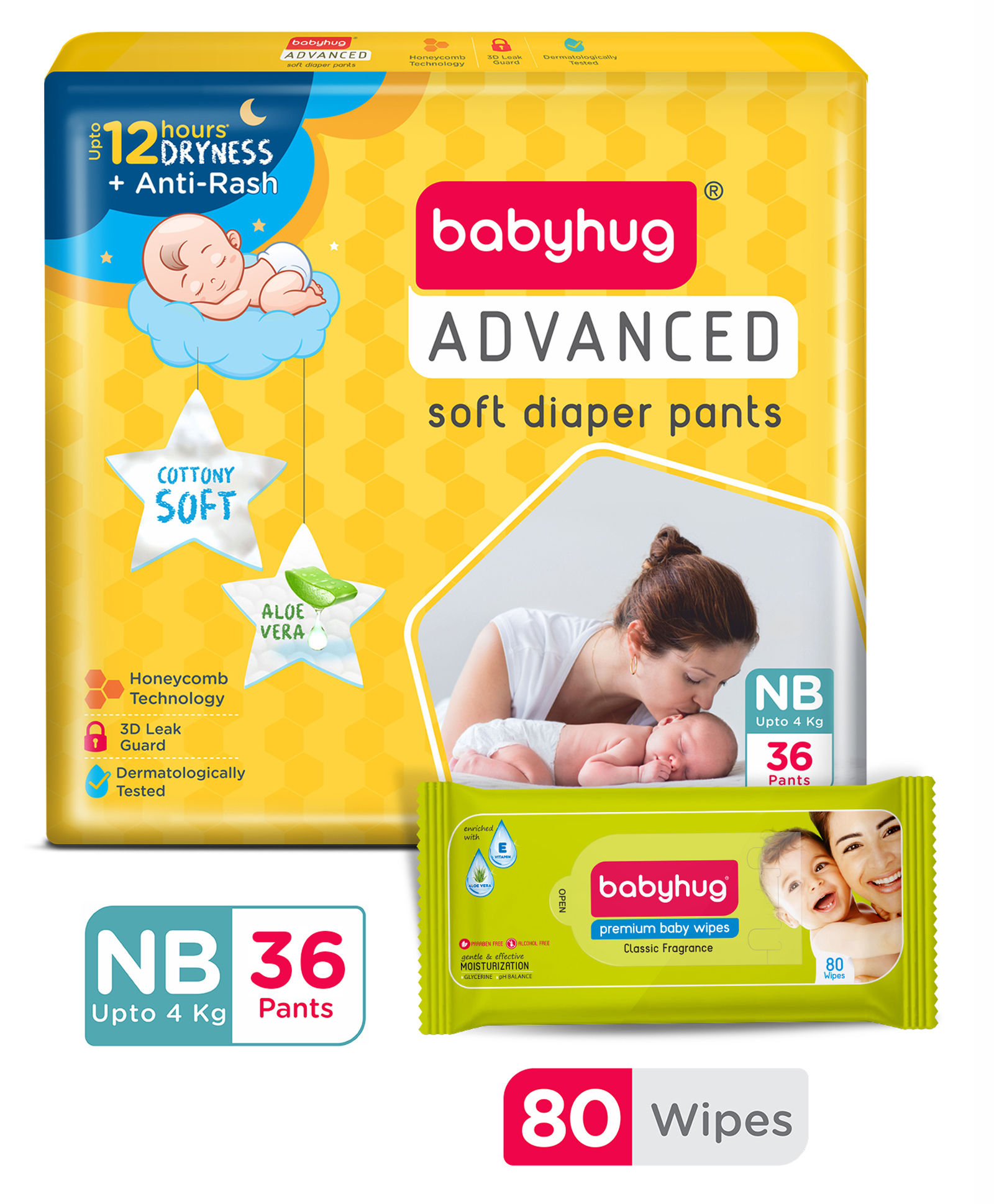Buy Babyhug Advanced Pant Style Diapers New Born 36 Pieces & Babyhug
