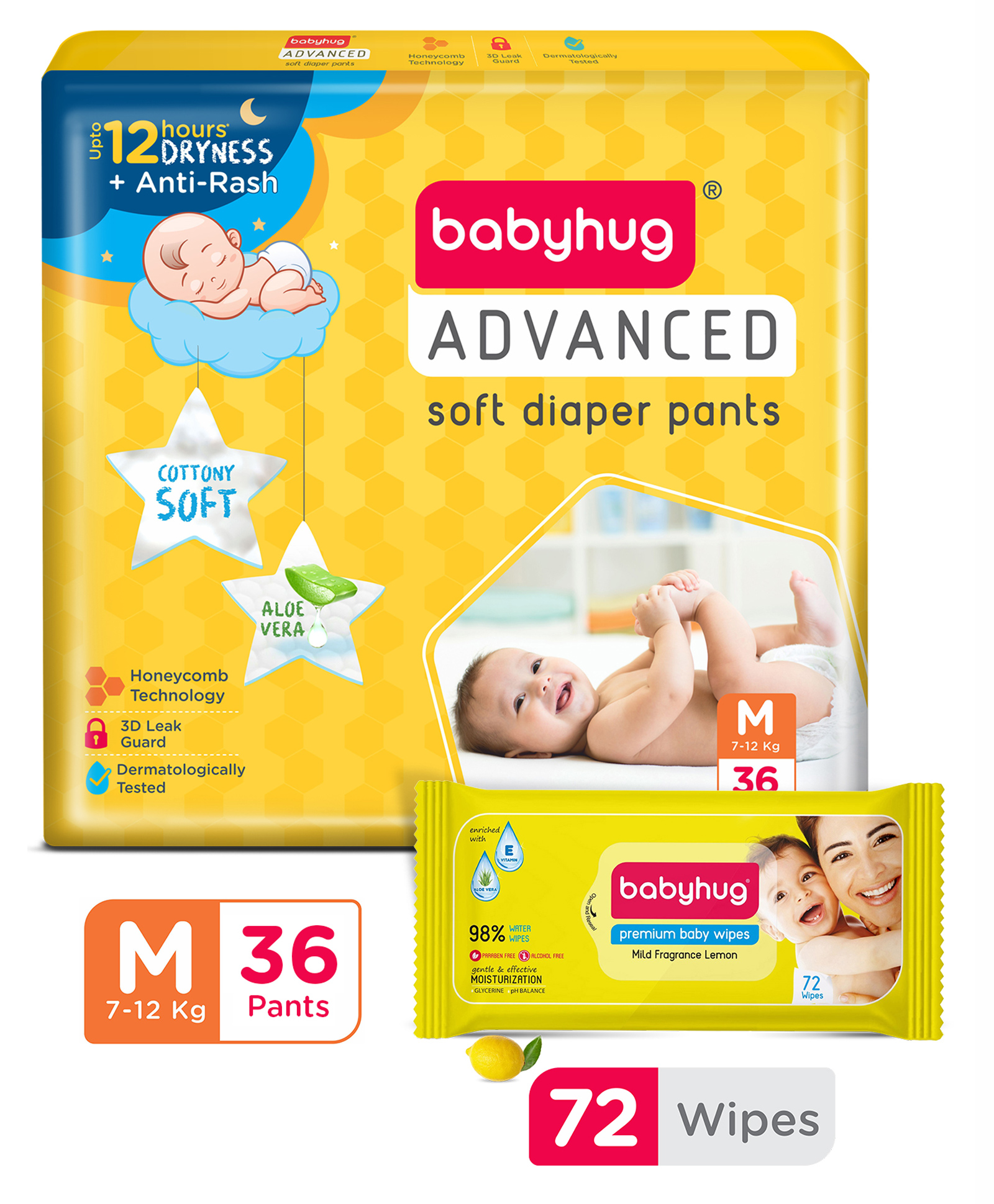 Babyhug Advanced Pant Style Diapers Pack Medium - 36 Pieces & Babyhug Premium Baby Lemon Wipes - 72 Pieces-image-43