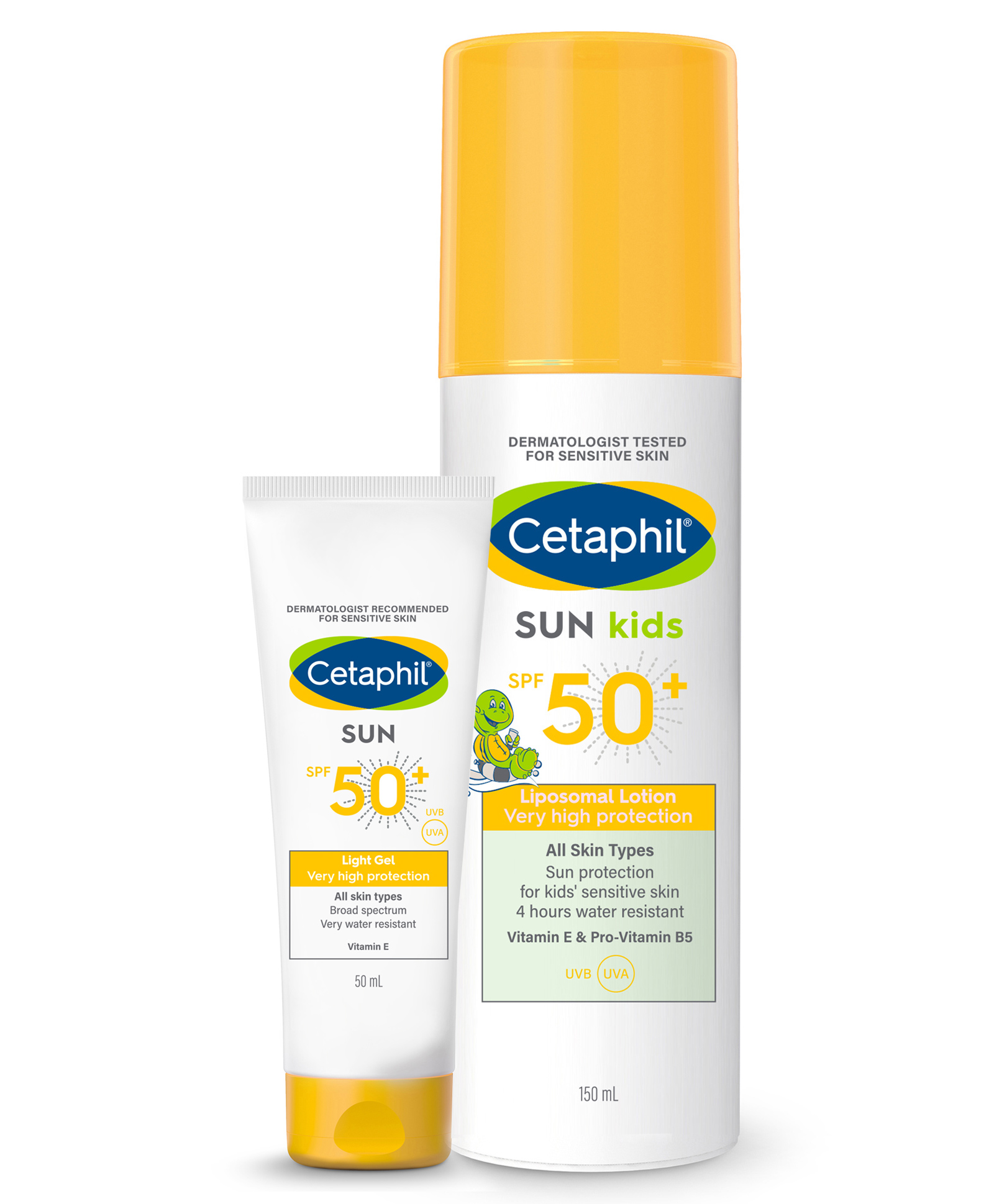 Cetaphil Adult Sun SPF 50- Light Gel - 50 ml & Cetaphil Baby Sun Kids SPF 50 Gel - 150 ml