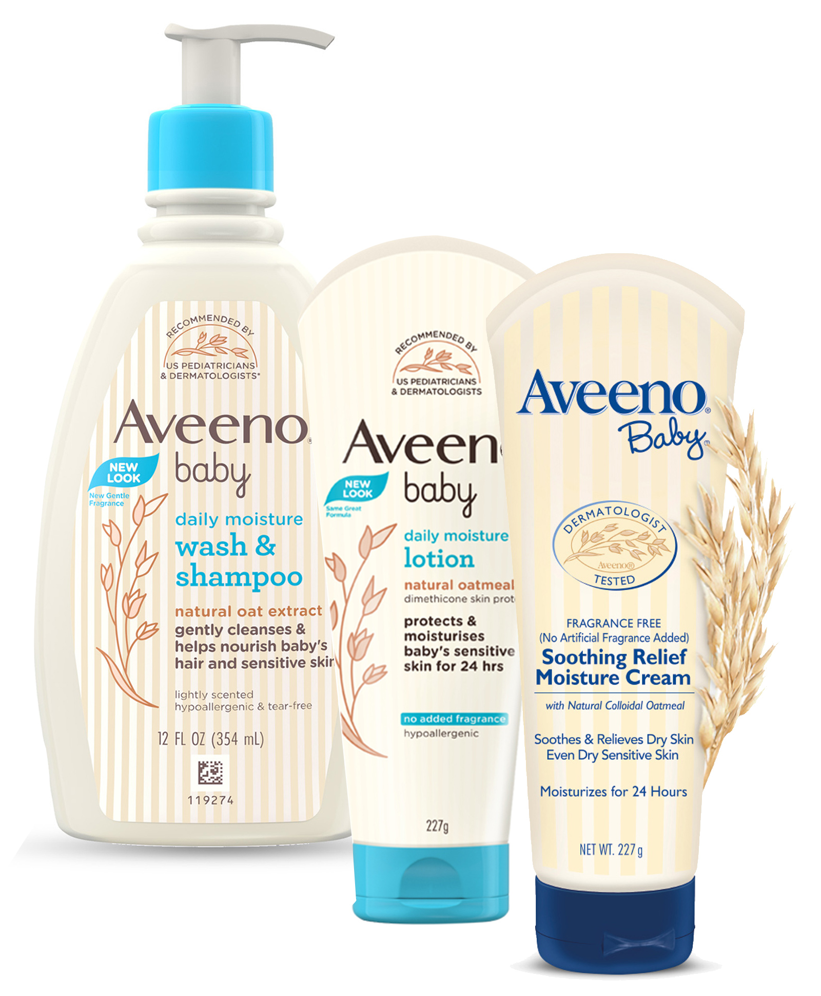 Aveeno Baby Daily Moisturising Bath-354ml & Lotion - 227gm & Cream-227gm