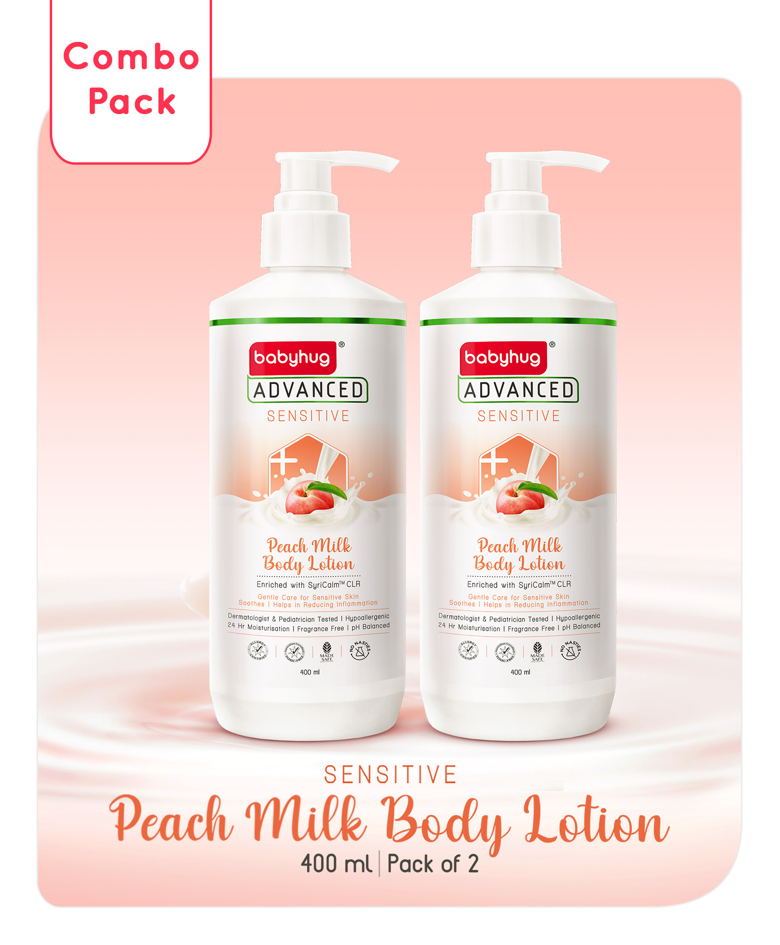Babyhug Advanced Sensitive Peach Milk Baby Lotion - 400ml (Pack of 2)-image-30