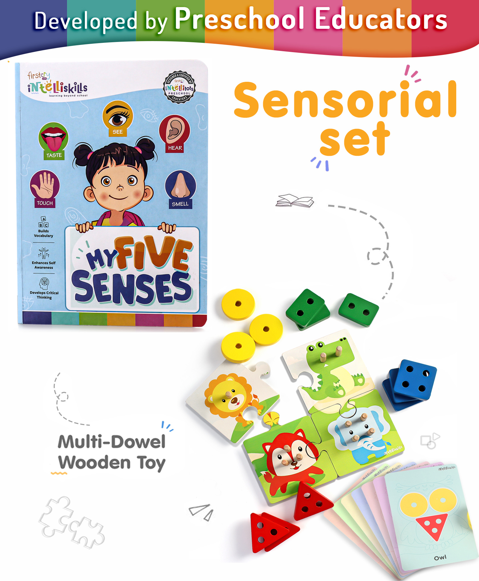 Intelliskills My Five Senses Book with Sorter & Stacker Combo image 1