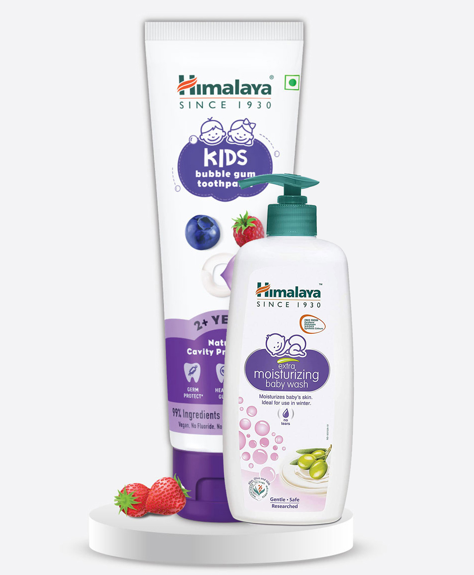 Himalaya Kids Bubble Gum Toothpaste 80g & Extra Moisturizing Baby Wash 400ml