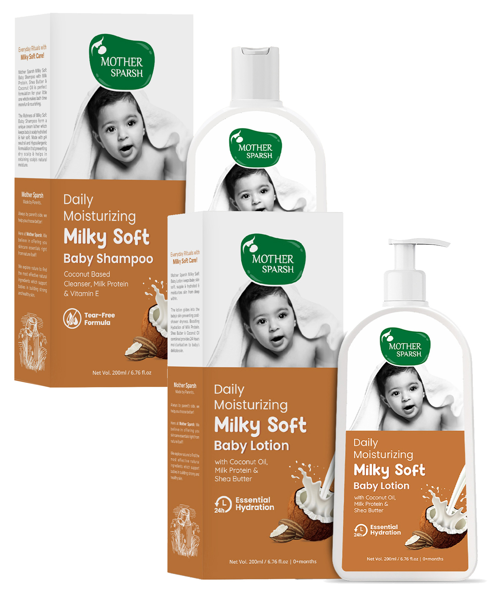 Mother Sparsh Daily Moisturizing Milky Soft Baby Lotion - 200 ml & Daily Moisturizing Milky Soft Baby Shampoo - 200 ml-image-47