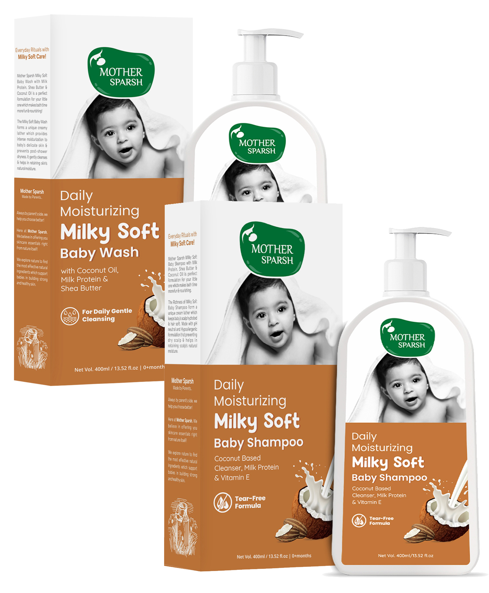 Mother Sparsh Daily Moisturizing Milky Soft Baby Wash - 400 ml & Daily Moisturizing Milky Soft Baby Shampoo - 400 ml-image-15