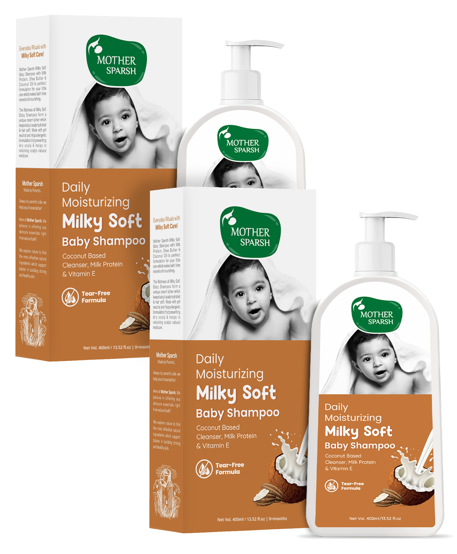 Mother Sparsh Daily Moisturizing Milky Soft Baby Shampoo - 400 ml (Pack Of 2)-image-28