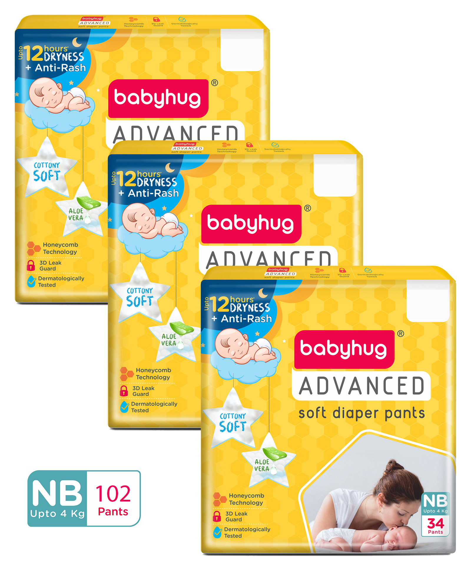 Babyhug Advanced Pant Style Diaper New Born (NB) - 34 Pieces - (Pack of 3)-image-43