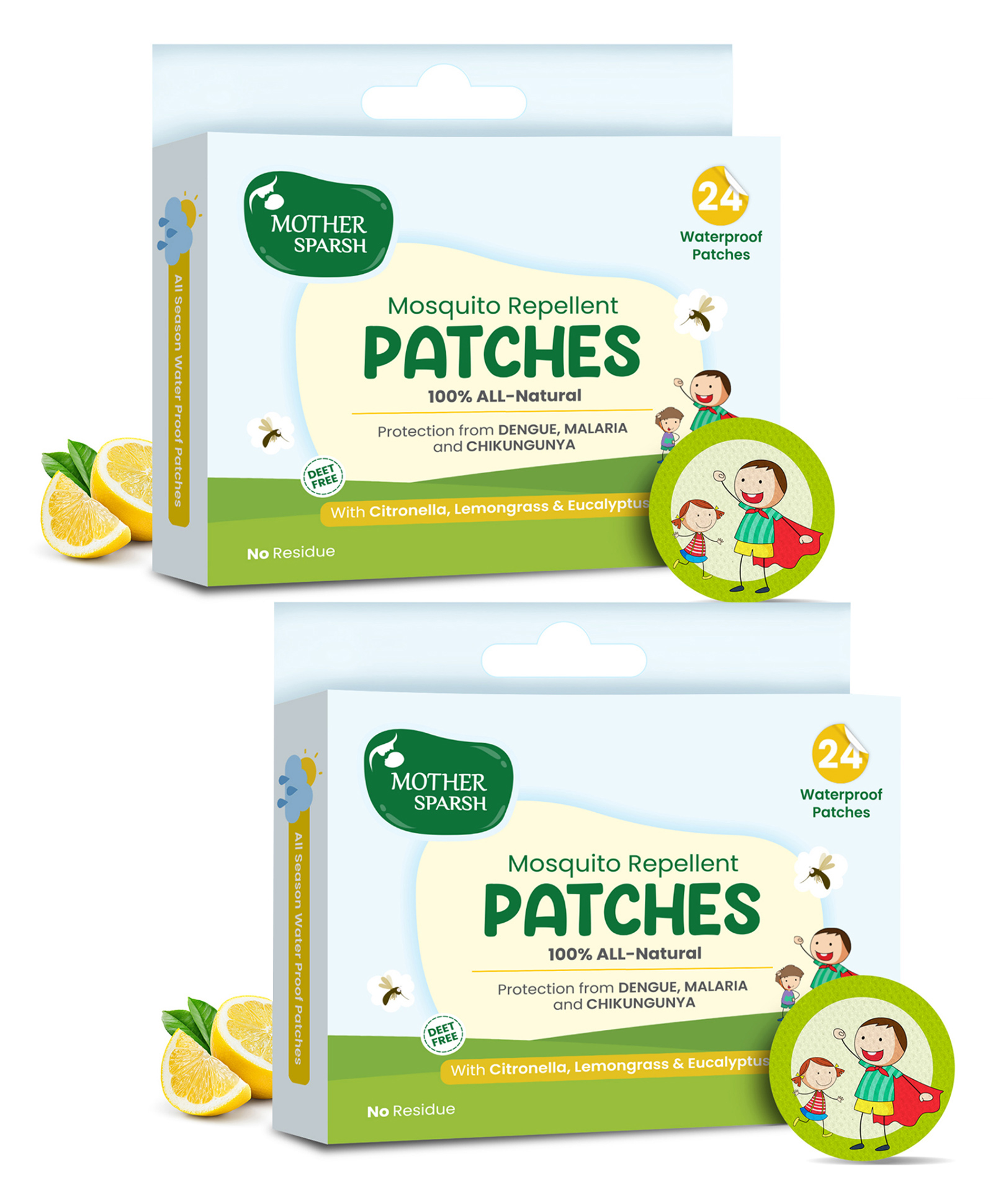 Mother Sparsh 100% All Natural Mosquito Repellant Patches for Babies - 24 Patches(Pack of 2)