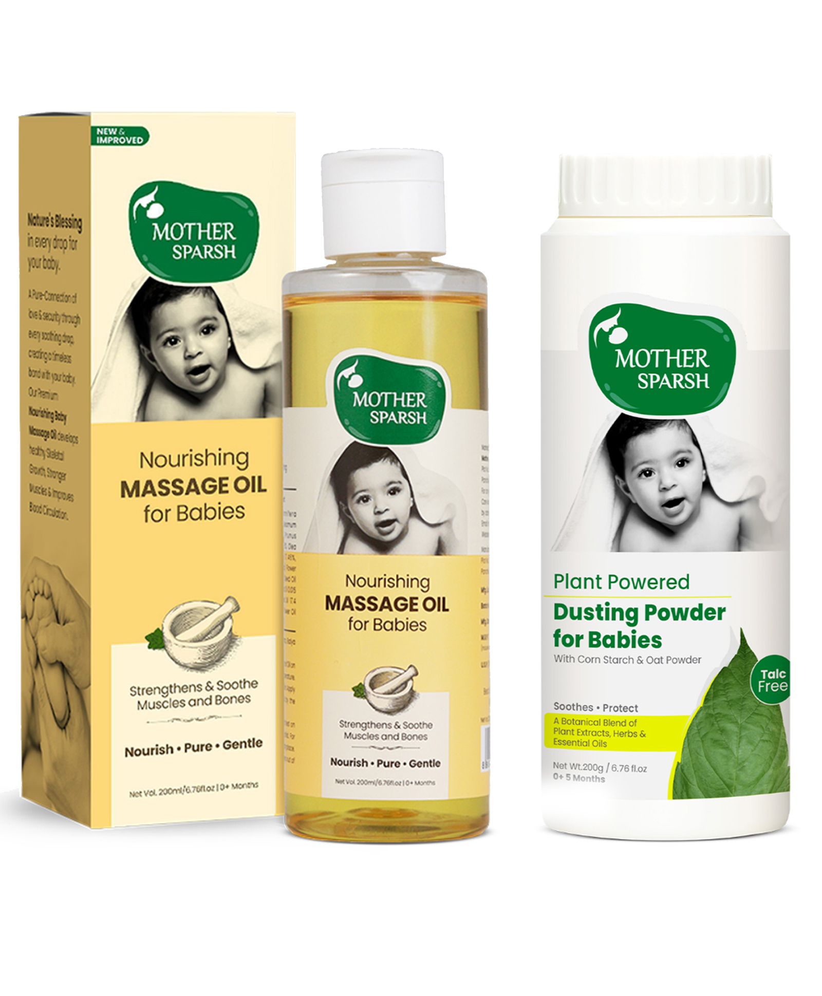 Mother Sparsh Plant Powered Dusting Powder For Babies -  200 g & Mother Sparsh Baby Nourishing Baby Massage Oil - 200 ml-picture-13