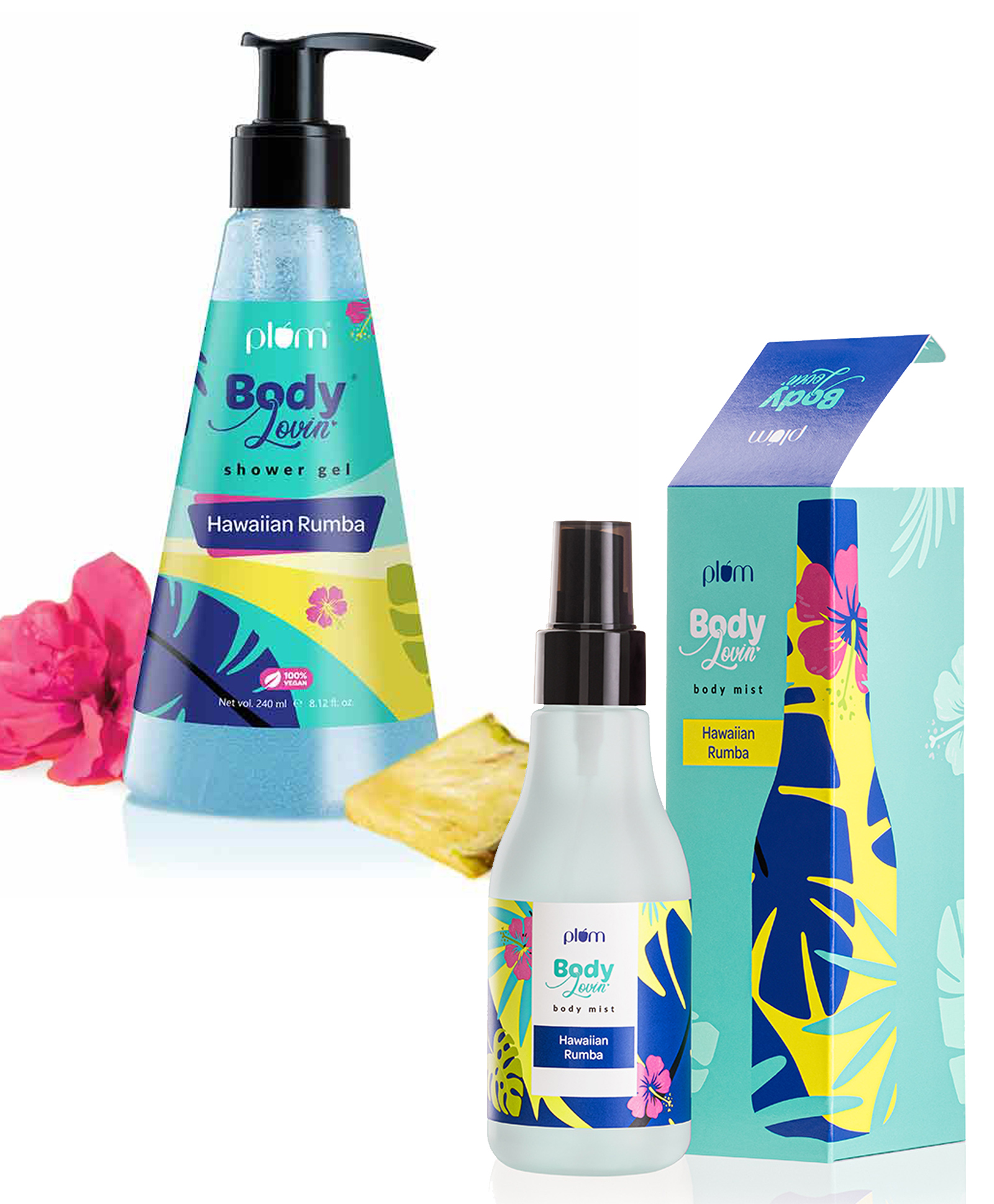 Plum BodyLovin Hawaiian Rumba Shower Gel - 240 ml & BodyLovin Hawaiian Rumba Body Mist - 150 ml