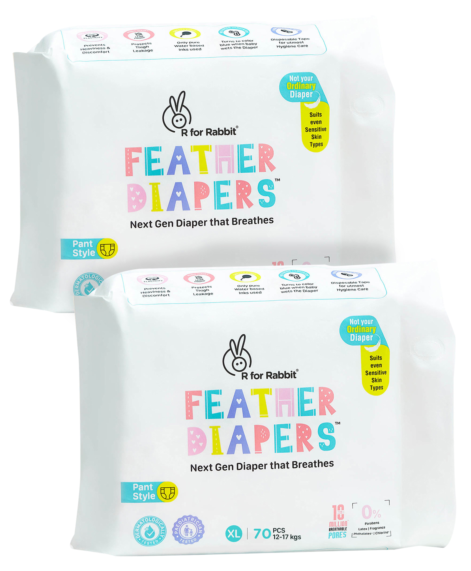 R for Rabbit Feather Diaper Pants Size XL - 70 Counts (Pack of 2) image 1
