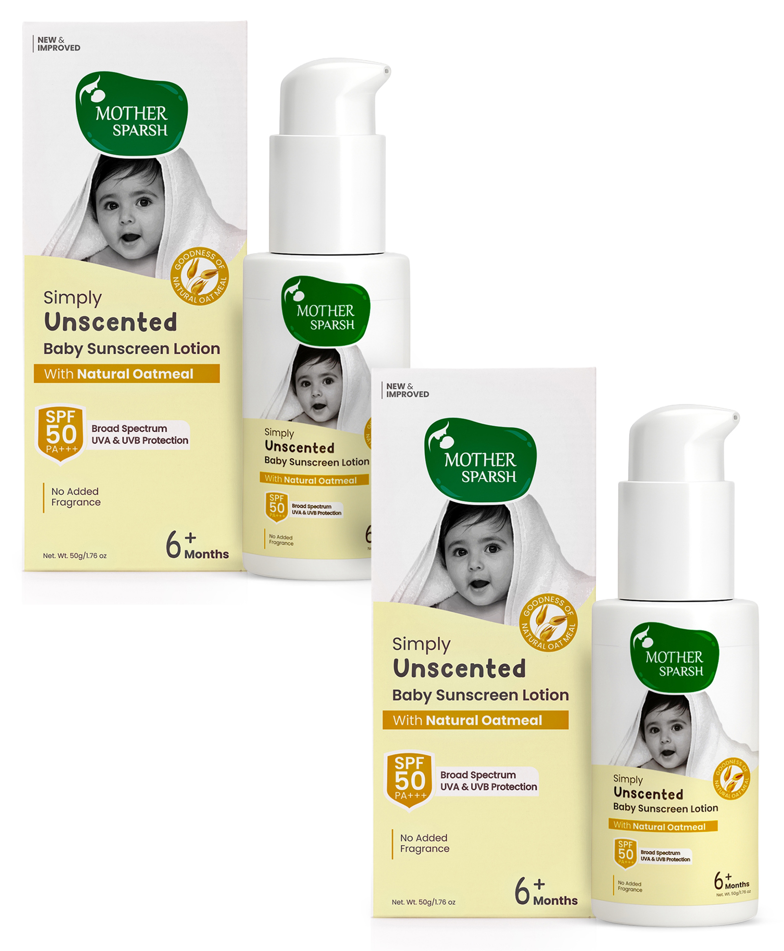 Mother Sparsh Simply Unscented Mineral Baby Sunscreen with Natural Oatmeal - 50 g (Pack of 2)-image-41