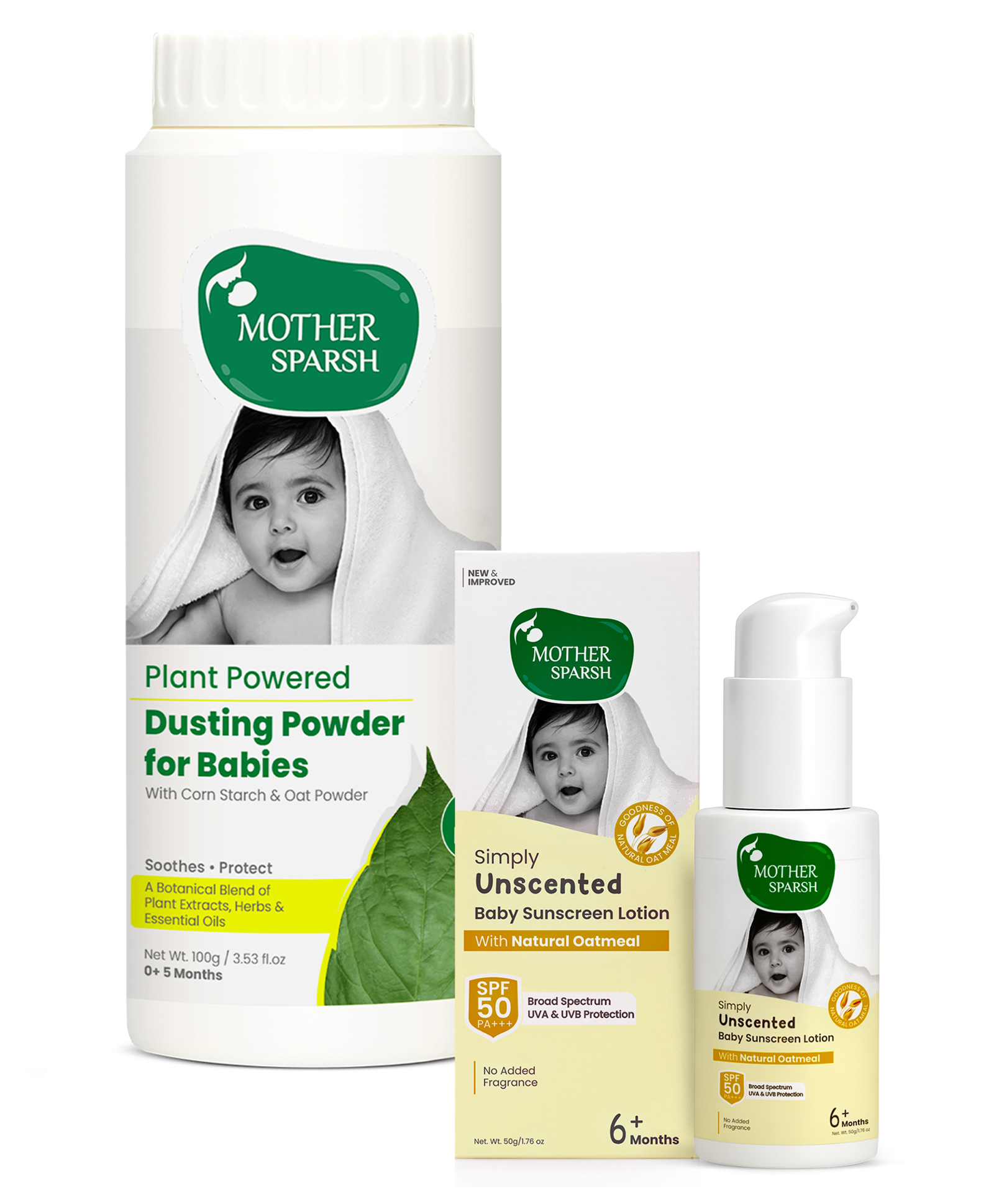 Mother Sparsh Simply Unscented Mineral Baby Sunscreen with Natural Oatmeal - 50 g And Talc-Free Natural Dusting Powder for Babies - 100 gm-image-28