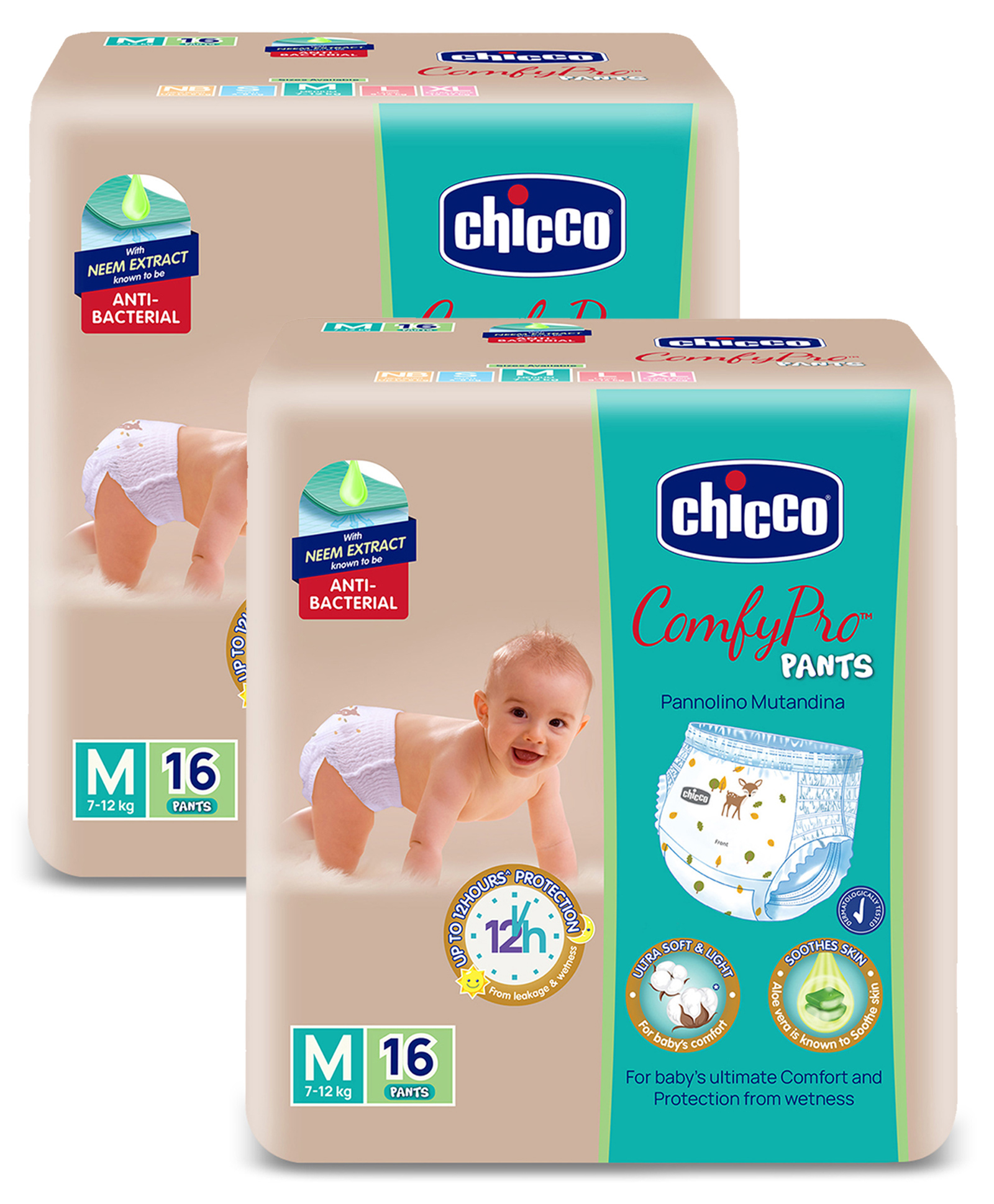 Chicco Comfypro Diaper Pants Medium - 16 Pieces (Pack of 2)-picture-1