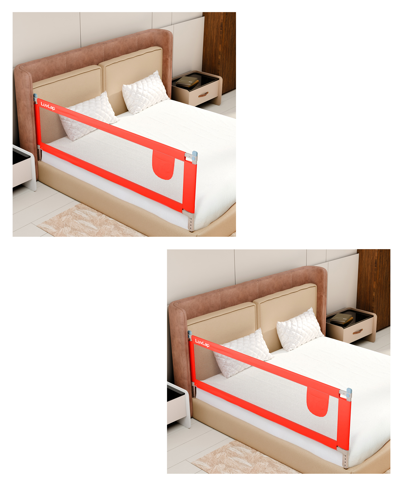 luv lap LuvLap Comfy Bed rail Red Without Print (Pack of 2) image 1