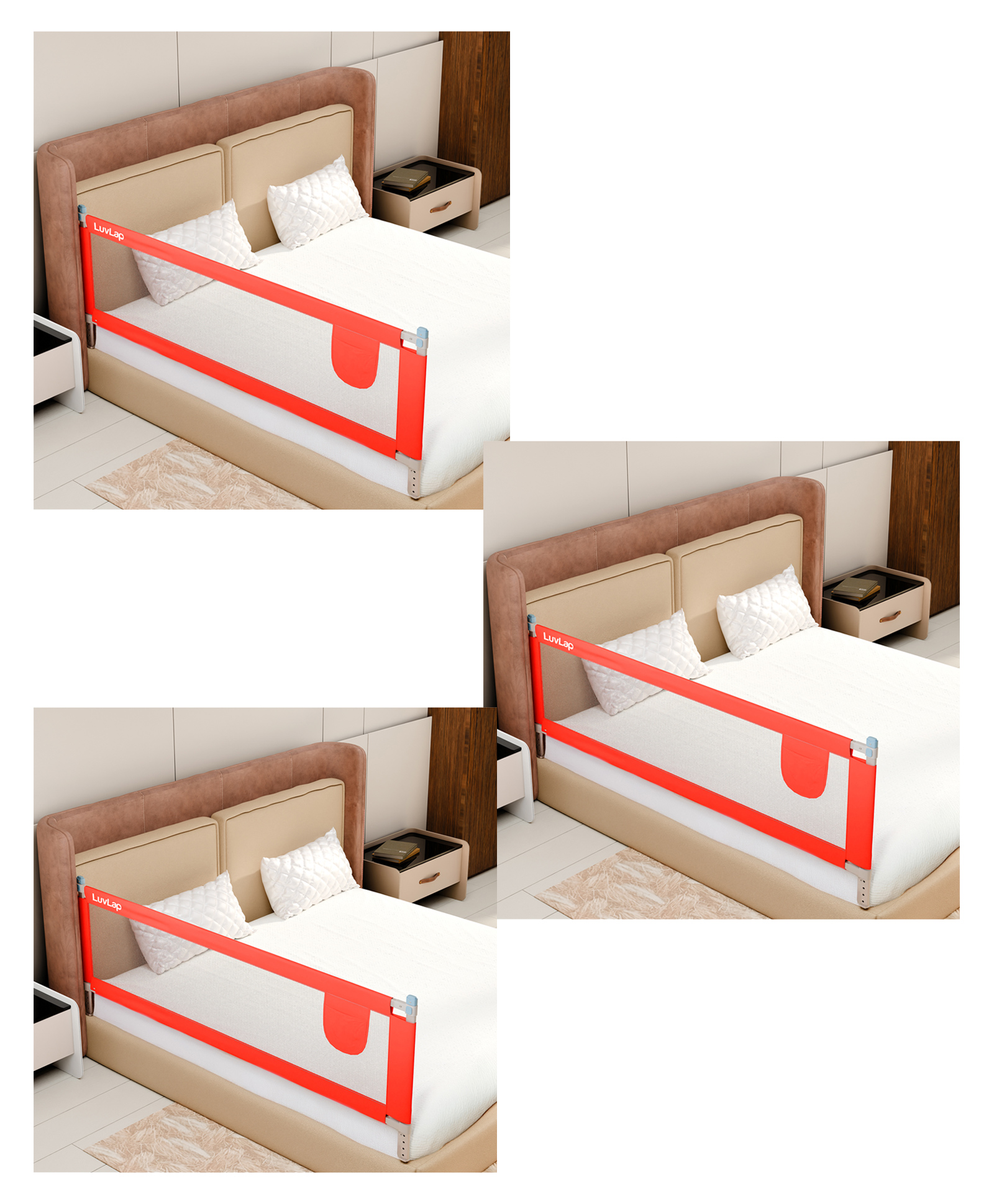 luv lap LuvLap Comfy Bed rail Red Without Print (Pack of 3) image 1