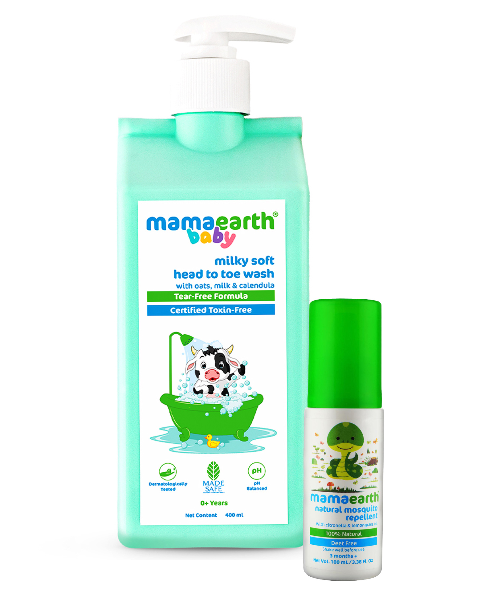 Mamaearth Baby Head to Toe Wash With Oats Milk Calendula for Babies 2 in 1 Tear Free Body Wash & Shampoo- 400 ml & Natural Mosquito Repellent Spray With Lemongrass Oil - 100 ml-picture-33