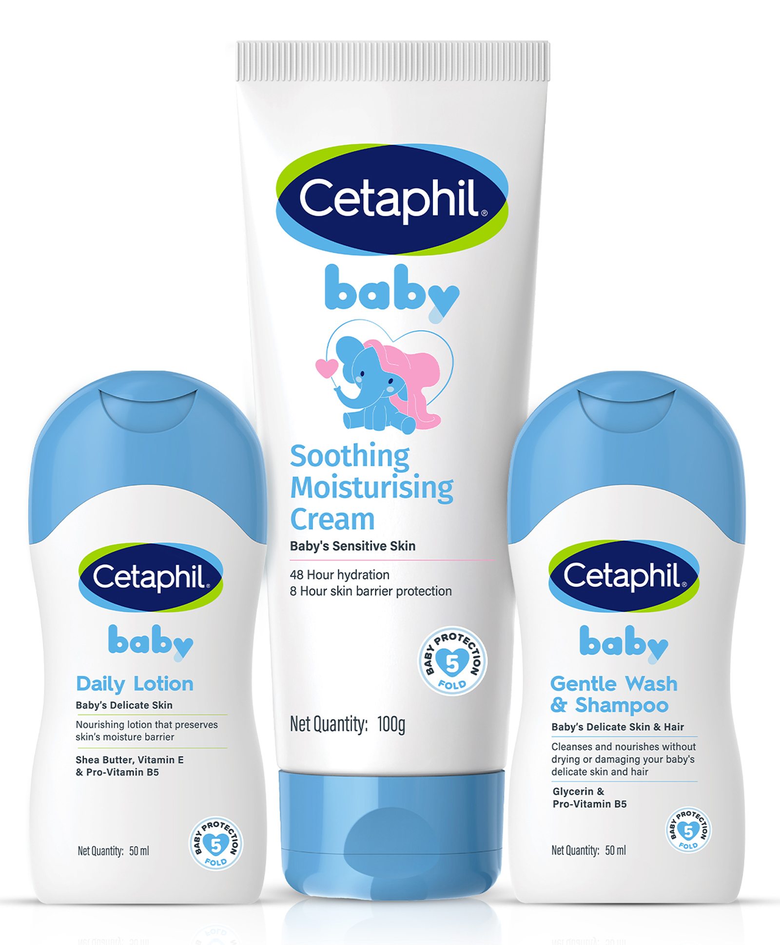 Cetaphil Baby Daily Lotion - (50ml), Soothing Moisturising Cream - (100gm) And Gentle Wash & Shampoo - (50ml)-image-3