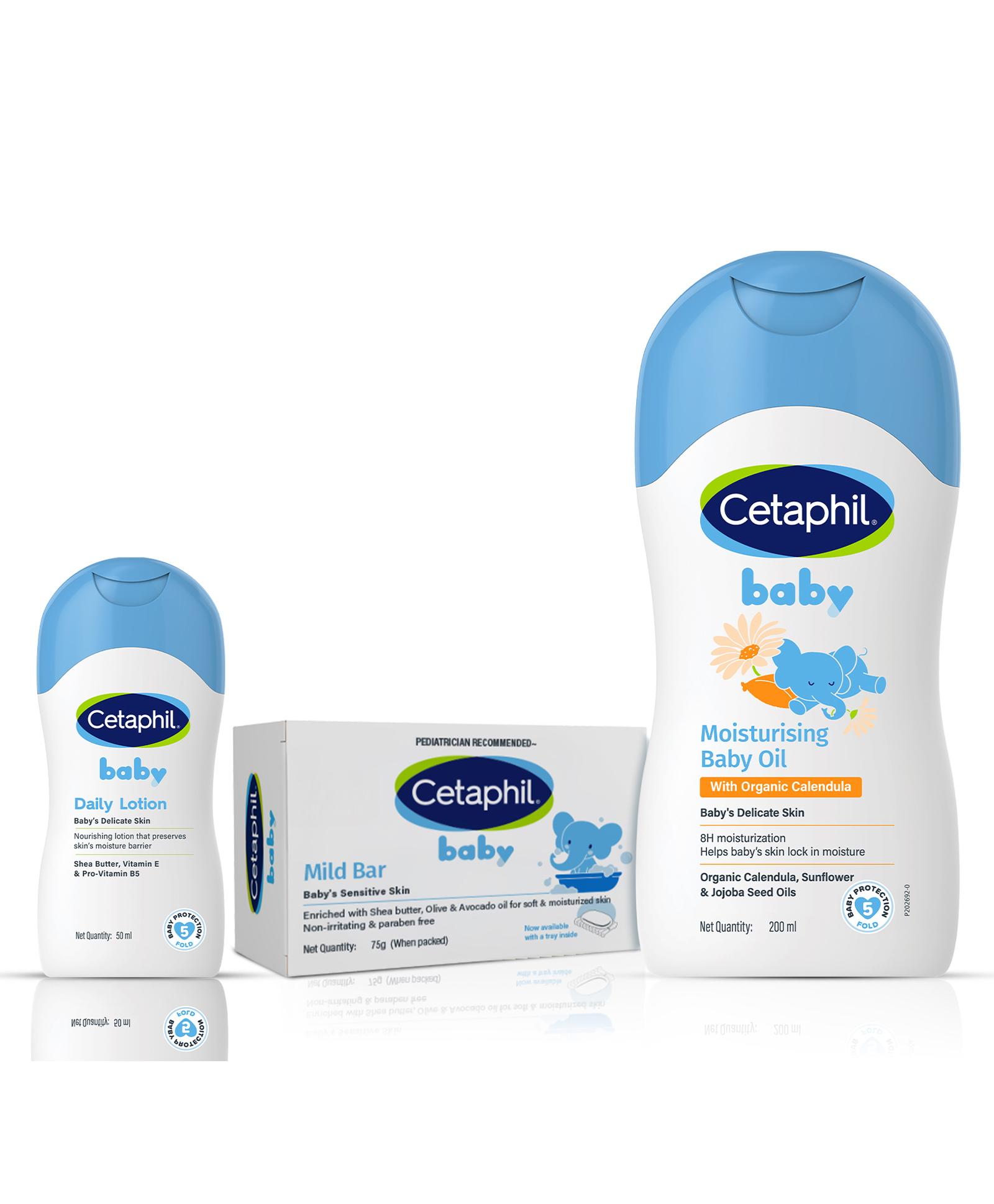 Cetaphil Baby Daily Lotion - (50ml), Mild Bar - 75 g And Moisturizing Oil With Organic Calendula - 200ml-image-35