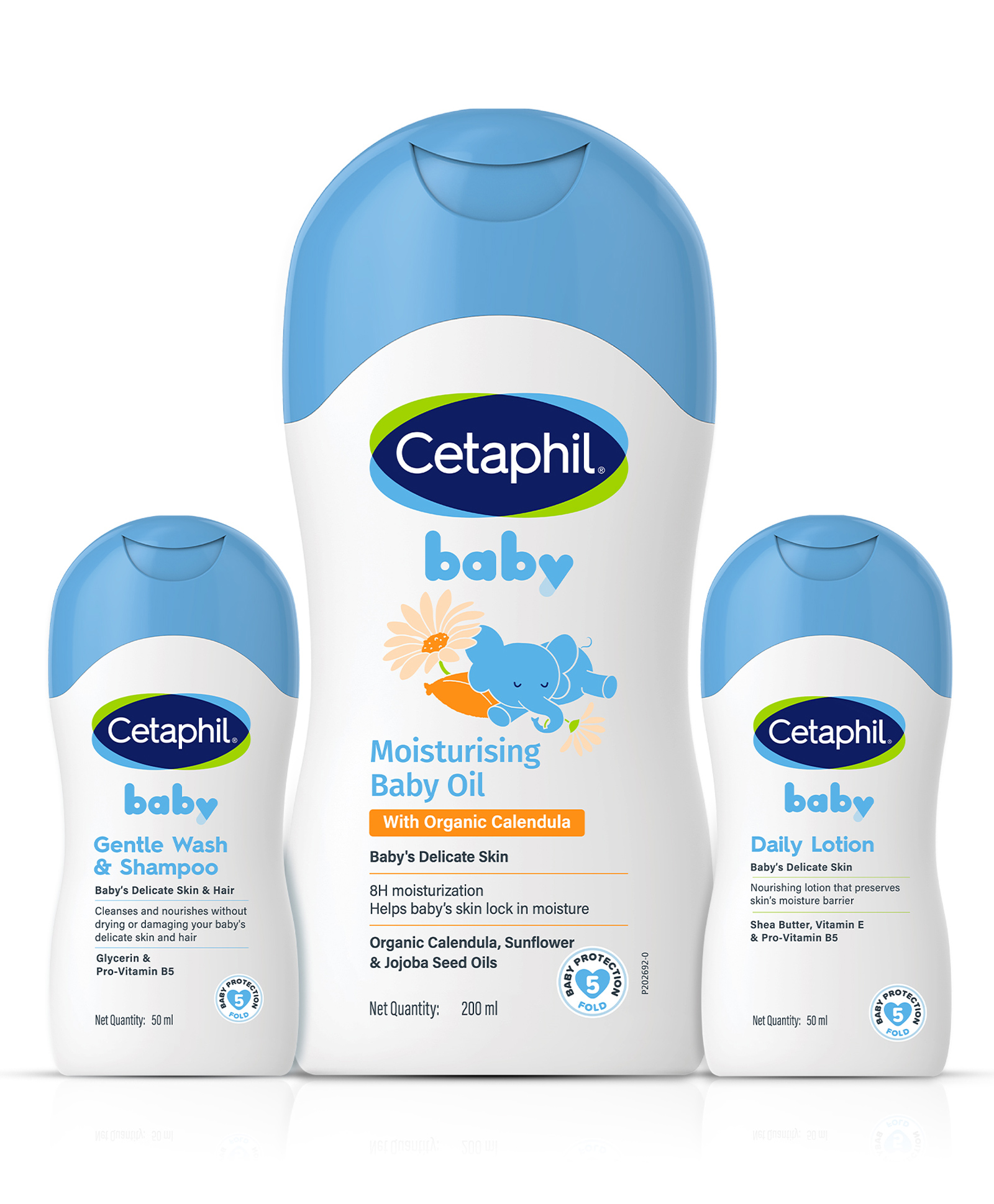 Cetaphil Baby Gentle Wash & Shampoo - (50ml), Moisturizing Oil With Organic Calendula - 200ml And Daily Lotion - (50ml)-picture-36