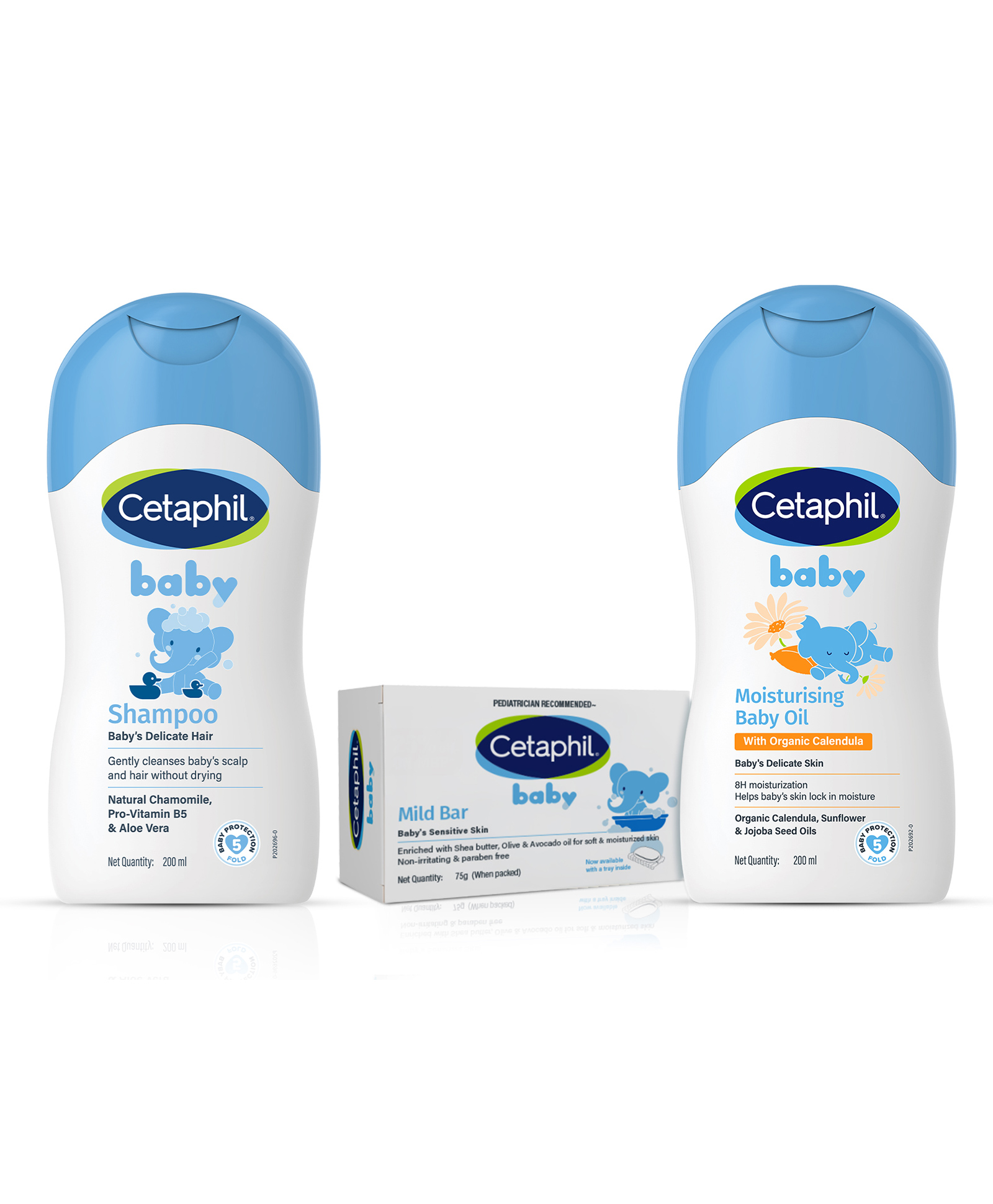 Cetaphil Baby Shampoo With Natural Chamomile - 200 ml, Mild Bar - 75 g And Moisturizing Oil With Organic Calendula - 200ml-image-34