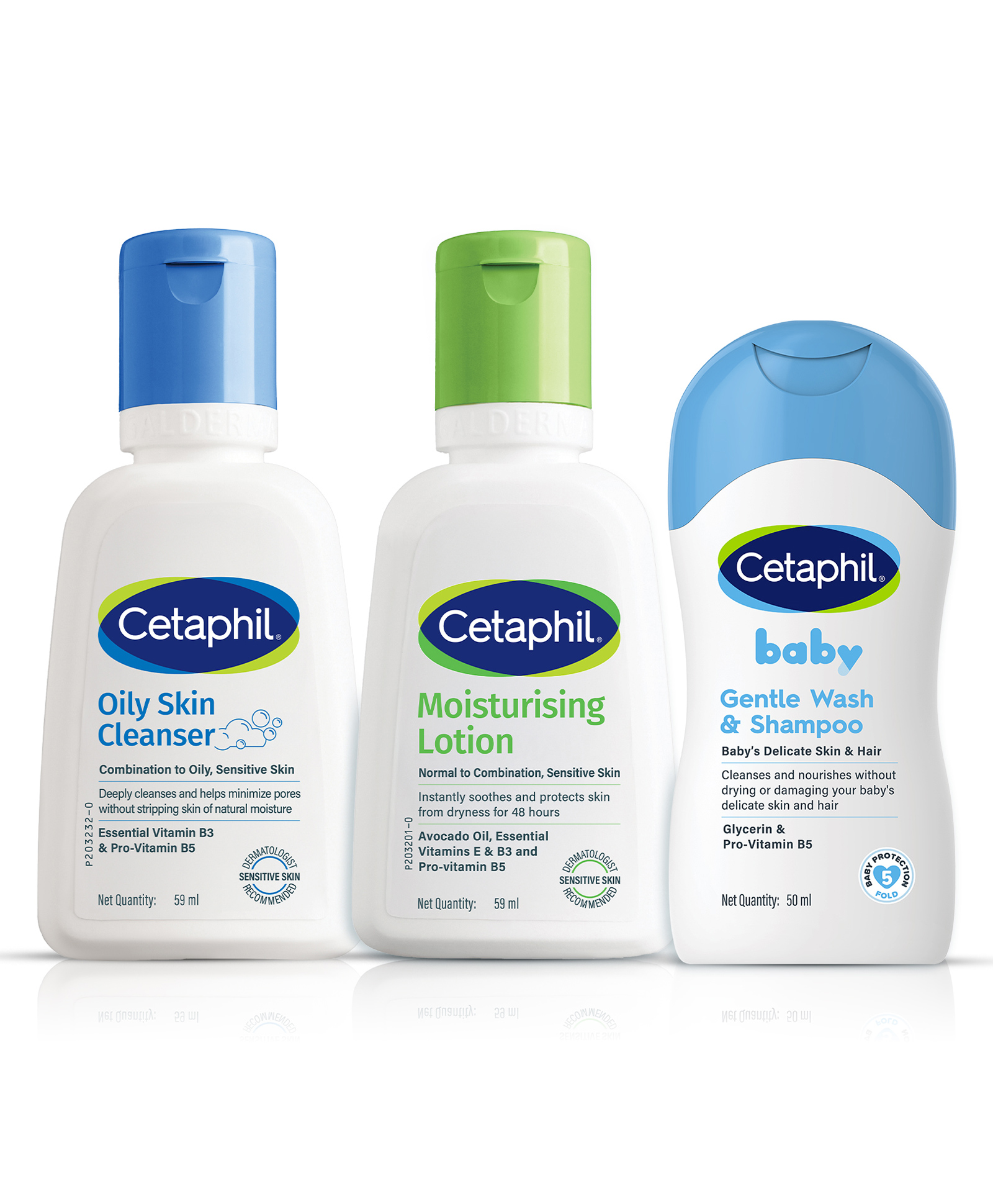 Cetaphil Oily Skin Cleanser 60ml, Moisturising Lotion 60ml And Baby Gentle Wash & Shampoo - (50ml)-image-14
