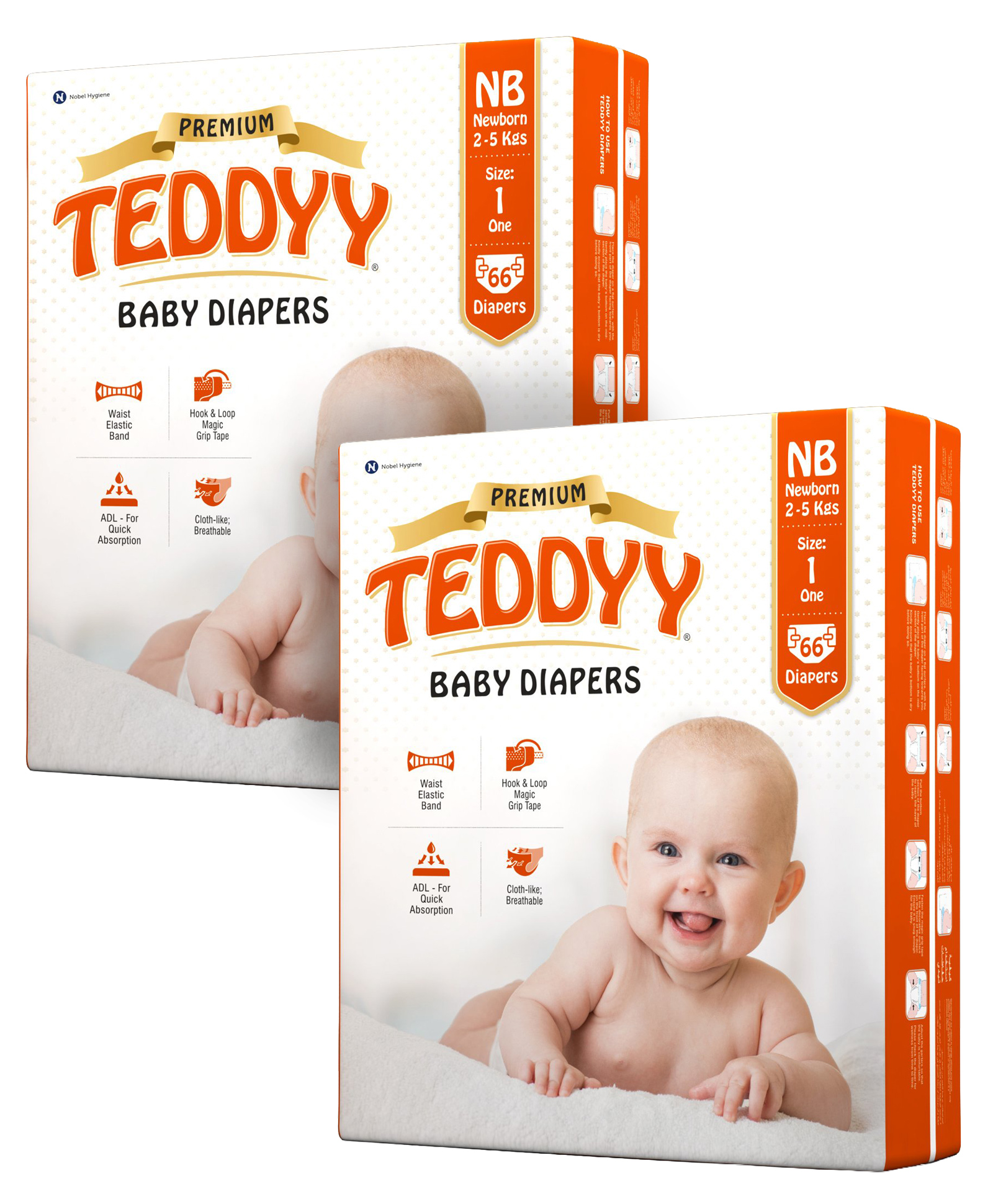 Teddyy Baby Premium Taped Style Diapers Extra Small - 66 Pieces(Pack of 2)-image-28