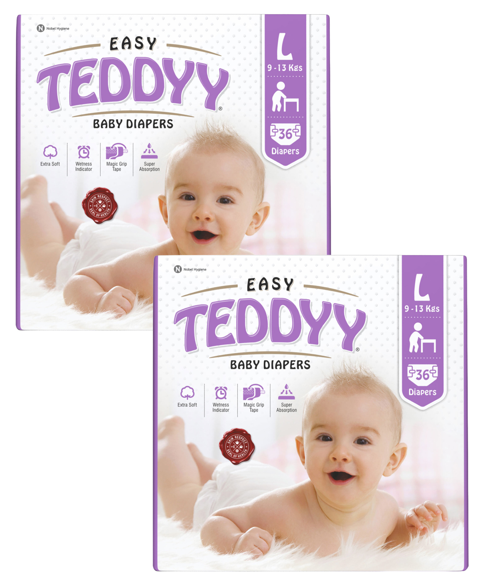 Teddyy Baby Easy Tape Diapers Double Large 36 Diapers (Pack of 2) 9-13 kgs-image-4