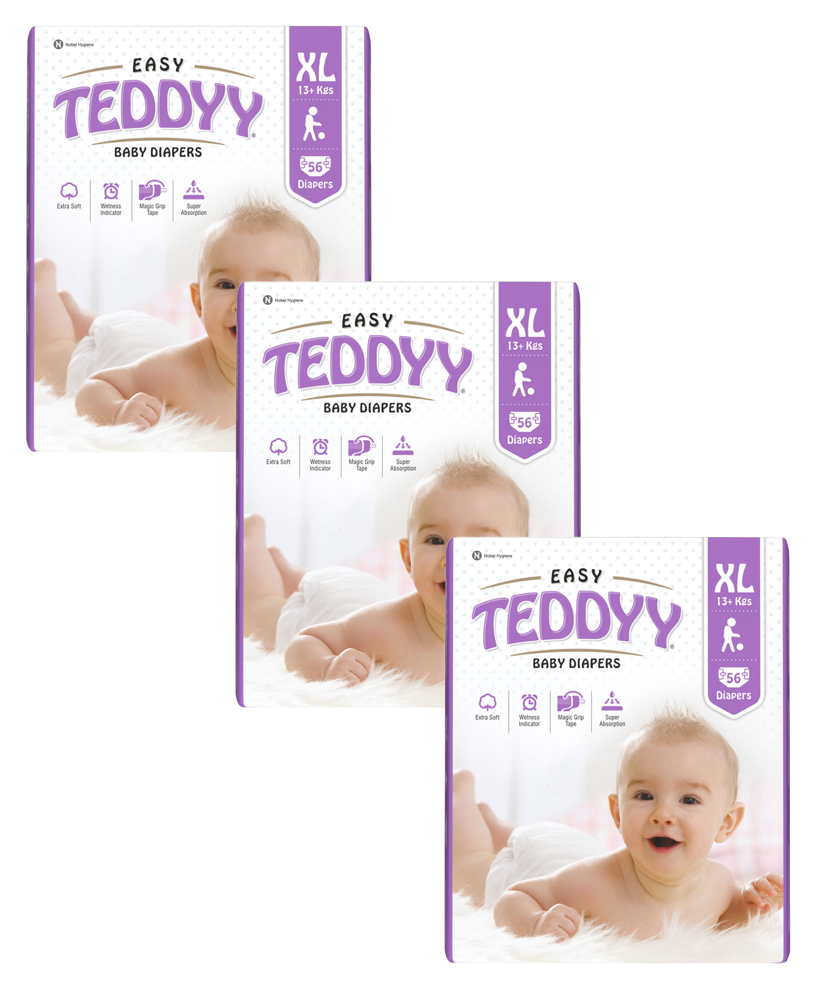 Teddyy Baby Diapers Easy Xlarge 56 Pieces,Taped Style Diaper(Pack of 3)-image-48