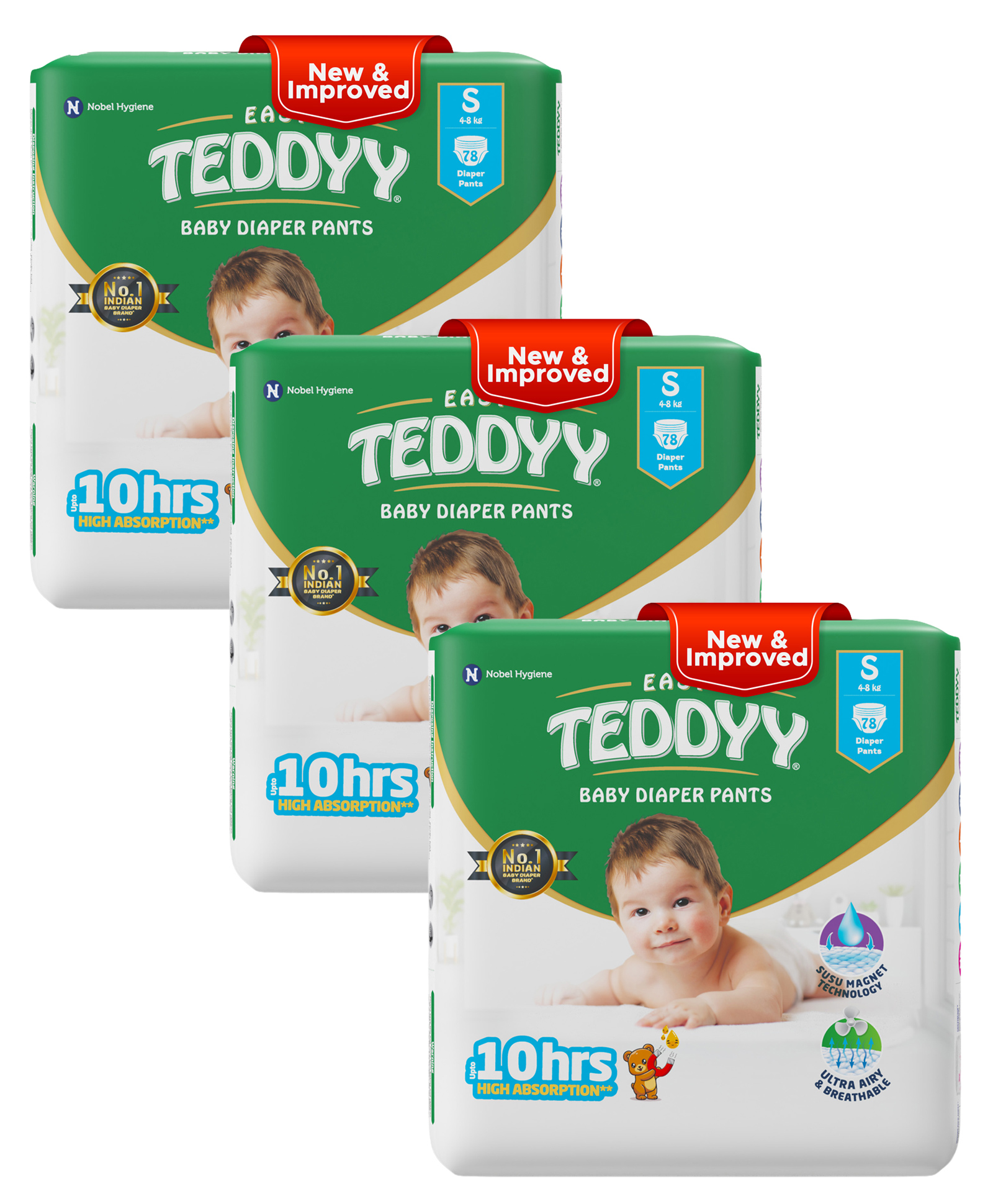 TEDDYY Easy Baby Diaper Pant Small- (S) 78 count - (Pack of 3)-image-2