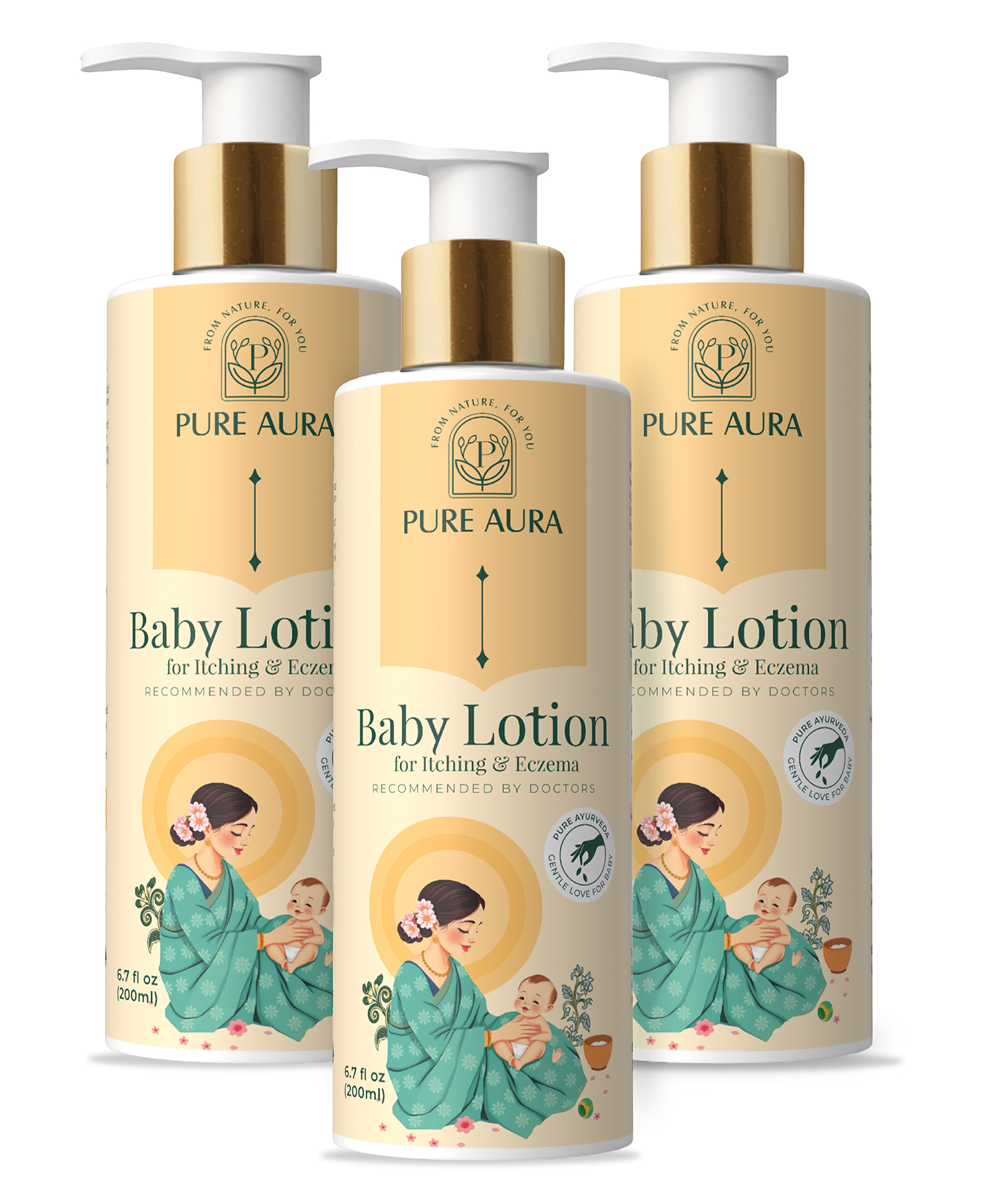 Pure Aura Baby Lotion Pack of 3 (200ml Each) | Calming Hydration & Eczema Relief for Sensitive Baby Skin-image-8