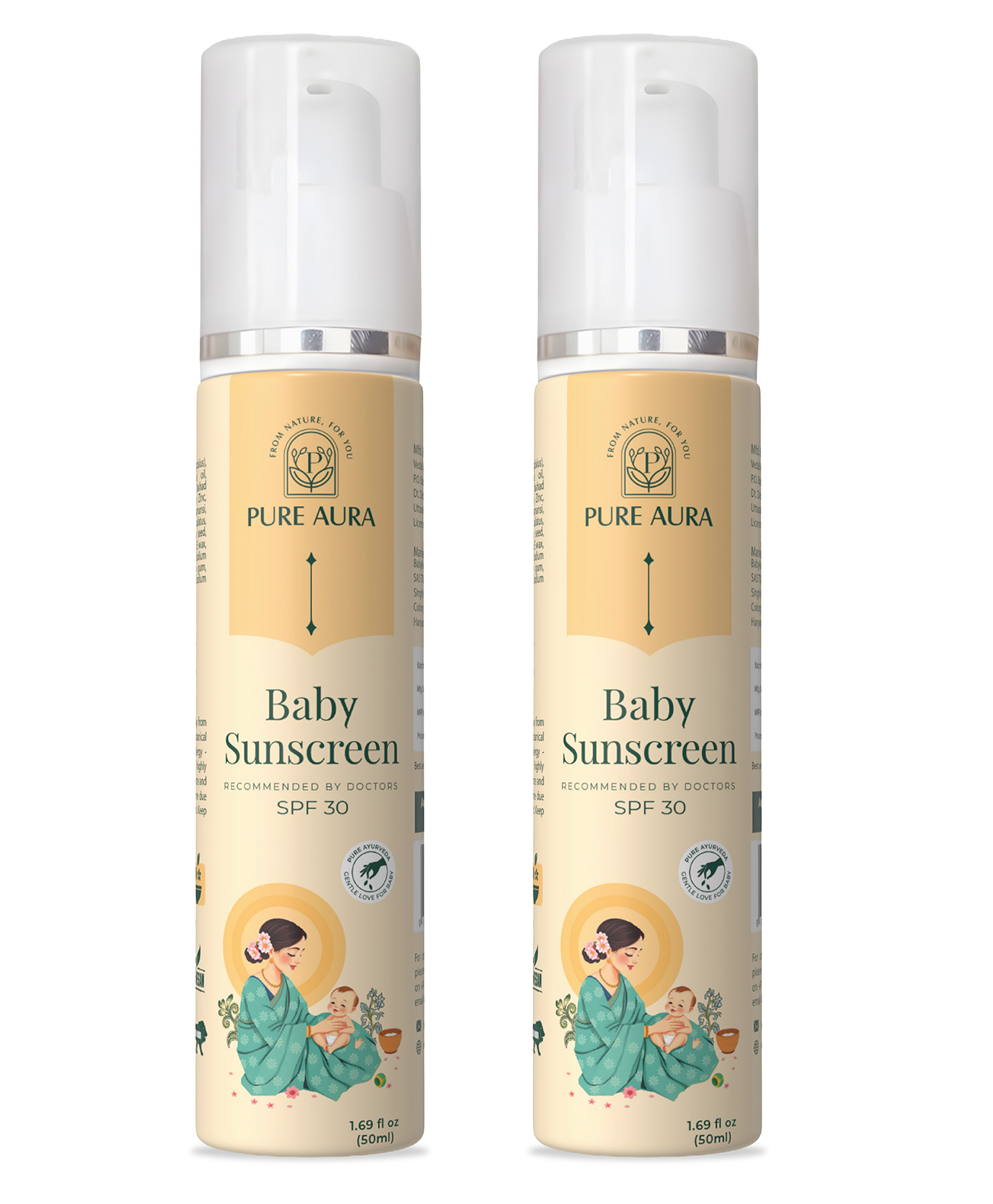 Pure Aura Baby Sunscreen Pack of 2 - 100ml | Ayurvedic Baby Sun Protection-image-25