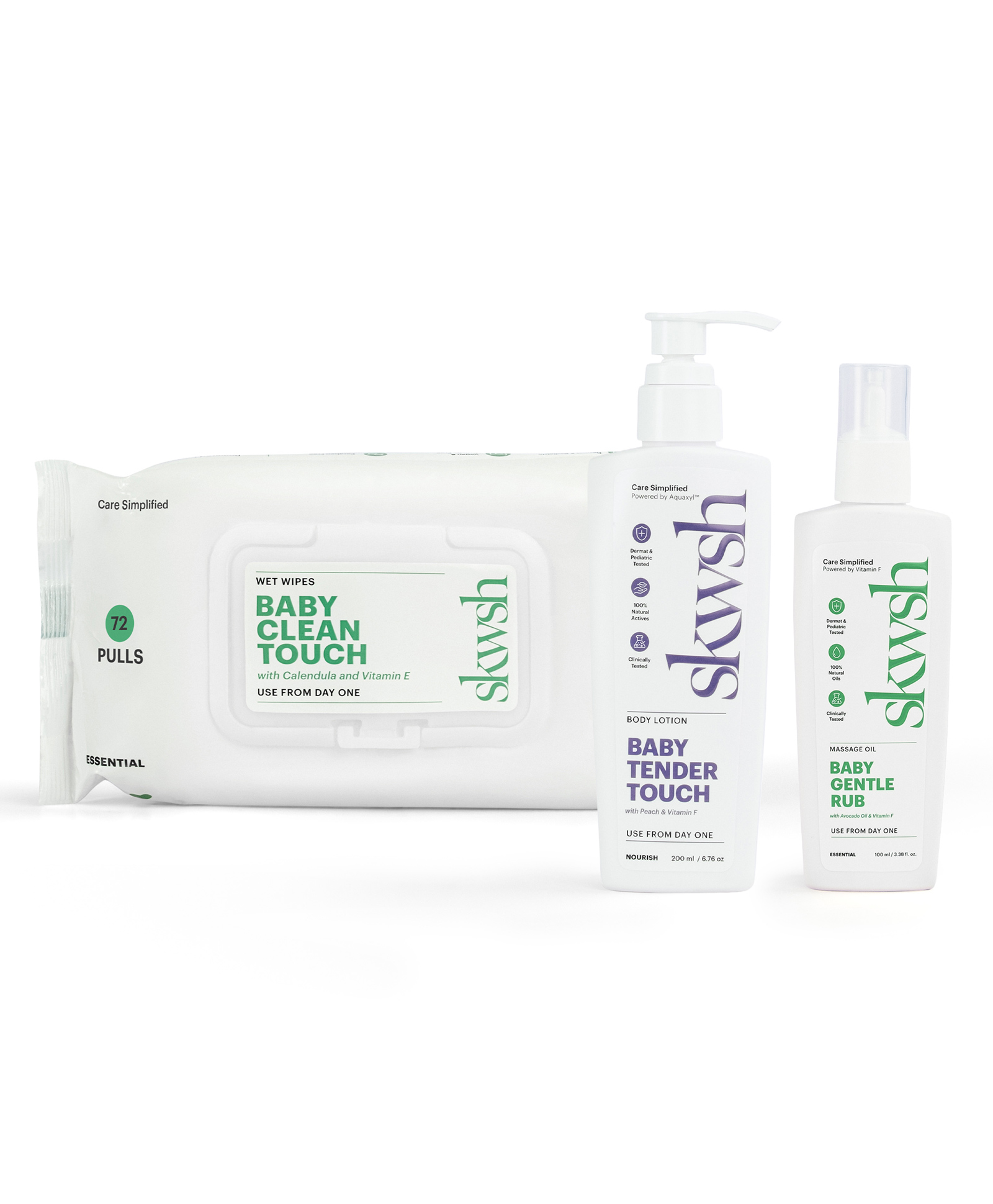 Skwsh Baby Clean Touch Wet Wipes - 72 Pulls, Gentle Rub Massage Oil - 100 ml And Tender Touch Body Lotion - 200 ml-image-18
