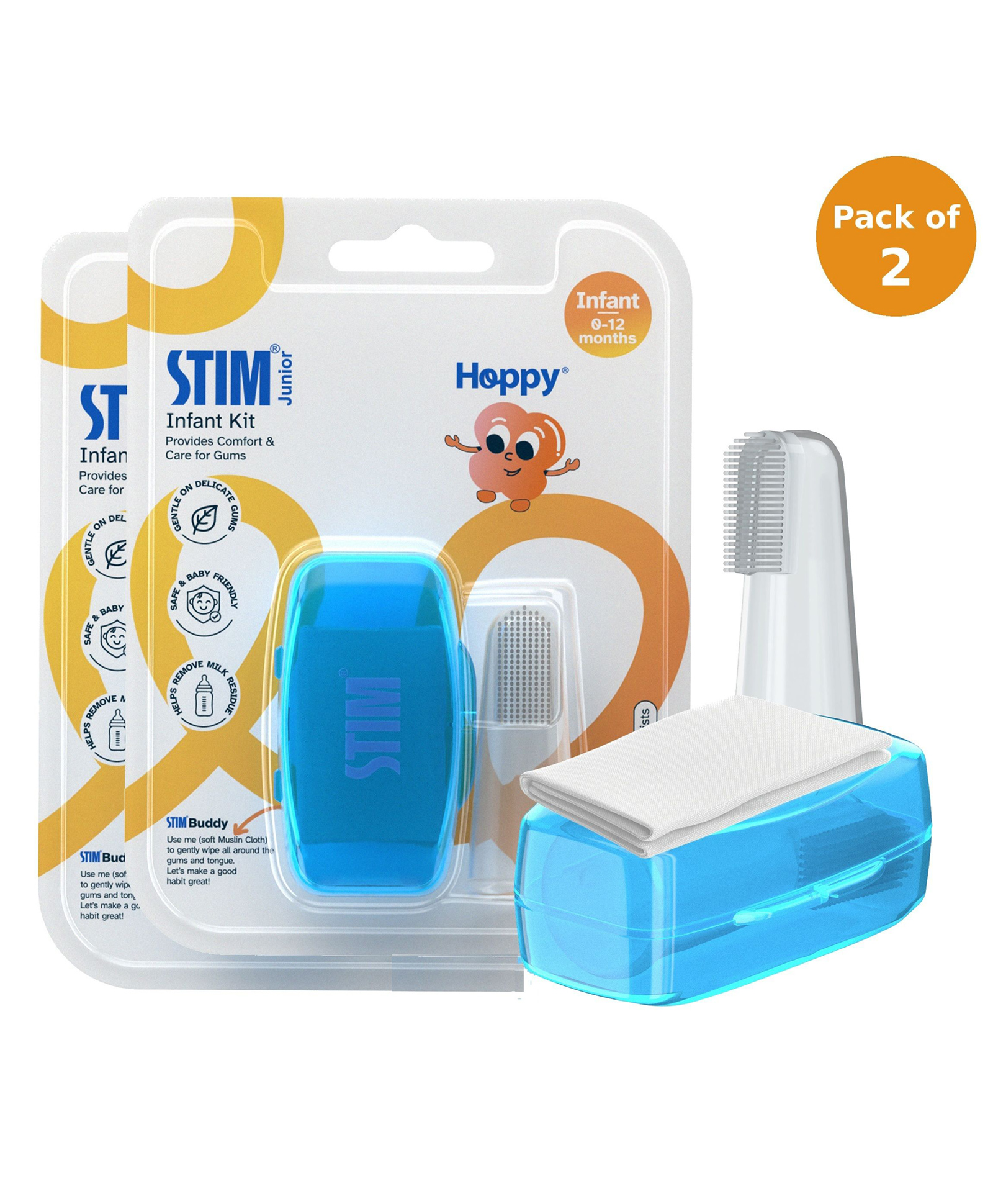 STIM Junior Silicone Baby Finger toothbrush, Great For massaging & cleaning gums, BPA-Free, Travel friendly- Multicoloured - Pack of 2-image-29