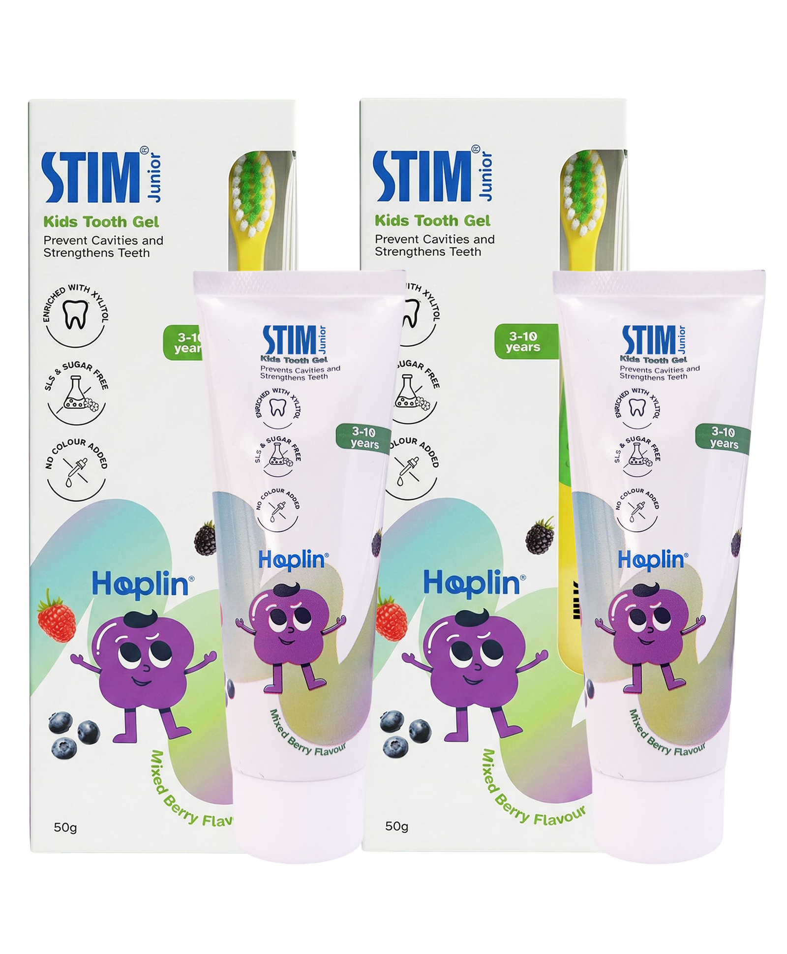 STIM Junior Toothpaste for 3-10 yrs with Xylitol | Vit E | SLS Free | Safe to Swallow | Mixed Berry 50 g- Pack of 2-image-34
