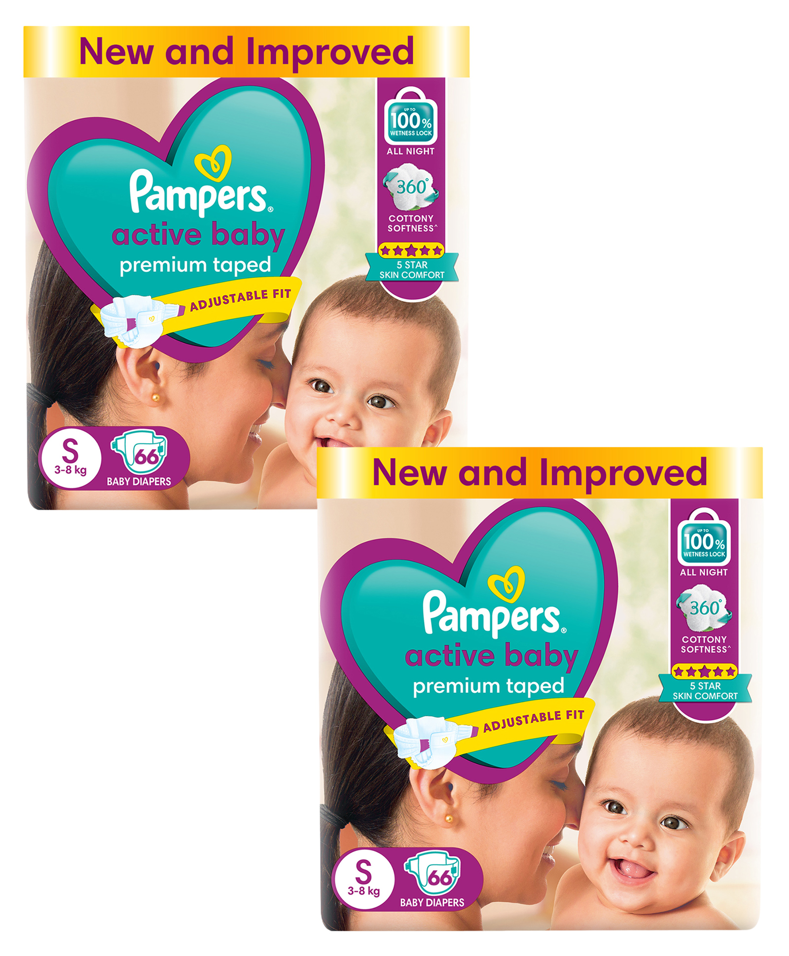 Pampers Active Baby Taped Diapers Small Size - 66 Pieces(Pack of 2)-picture-8