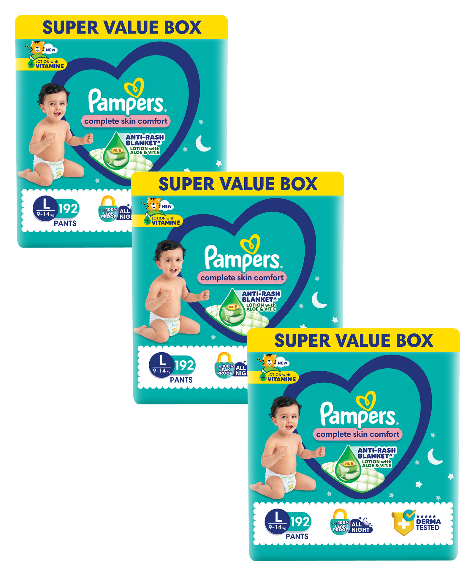 Pampers All Round Protection Pant Style Baby Diapers, Large (L), 192 Count, 9-14kg, Anti Rash Blanket, Lotion with Aloe Vera Diapers(Pack of 3)-picture-38